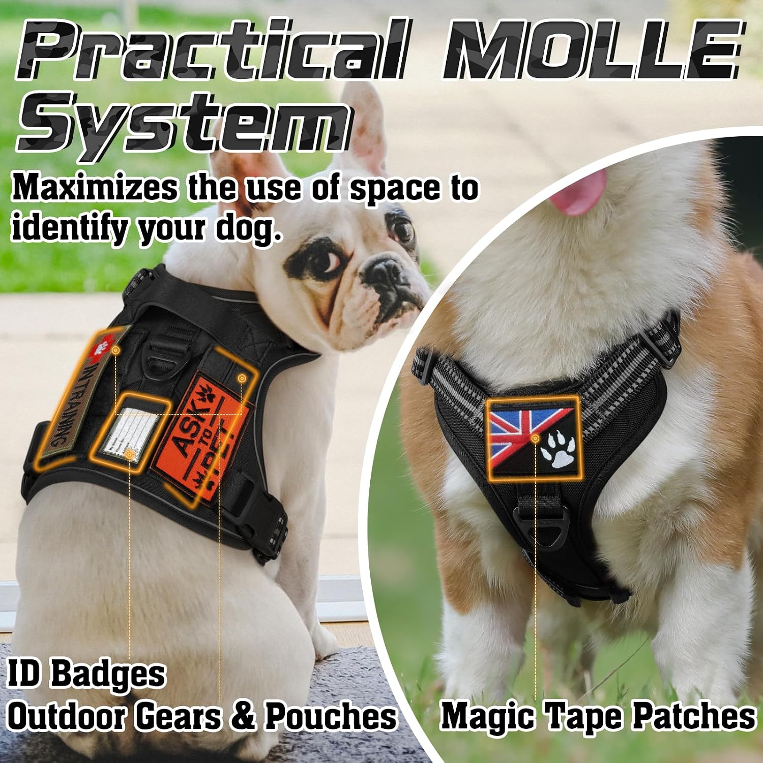 Detalle 2 de rabbitgoo Tactical Dog Harness with Molle, Medium