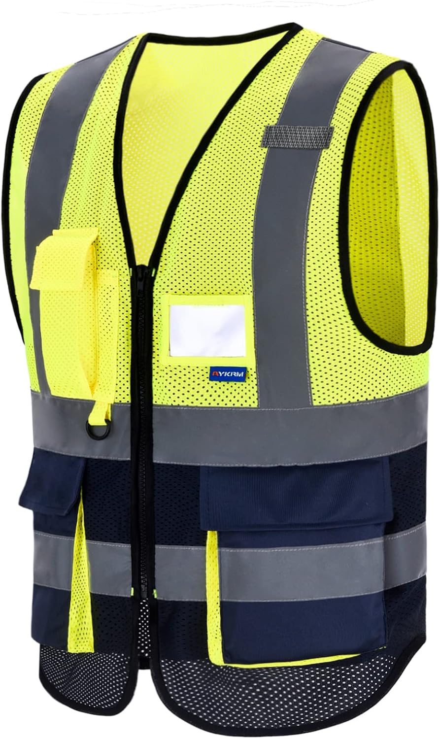 Thumbnail 6 de AYKRM 21 Colours High-Vis Vest with Zipper Front, 360° Reflectivity & Phone/ID Pockets