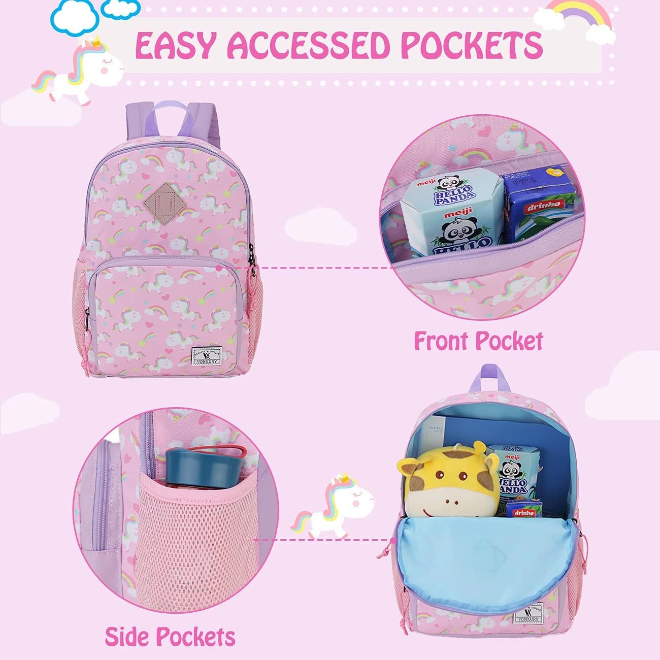 Thumbnail 5 de VX VONXURY Kids Backpack 12.3L – Lightweight, Water-Resistant Toddler School Bag with Chest Strap (Dinosaur or Unicorn)