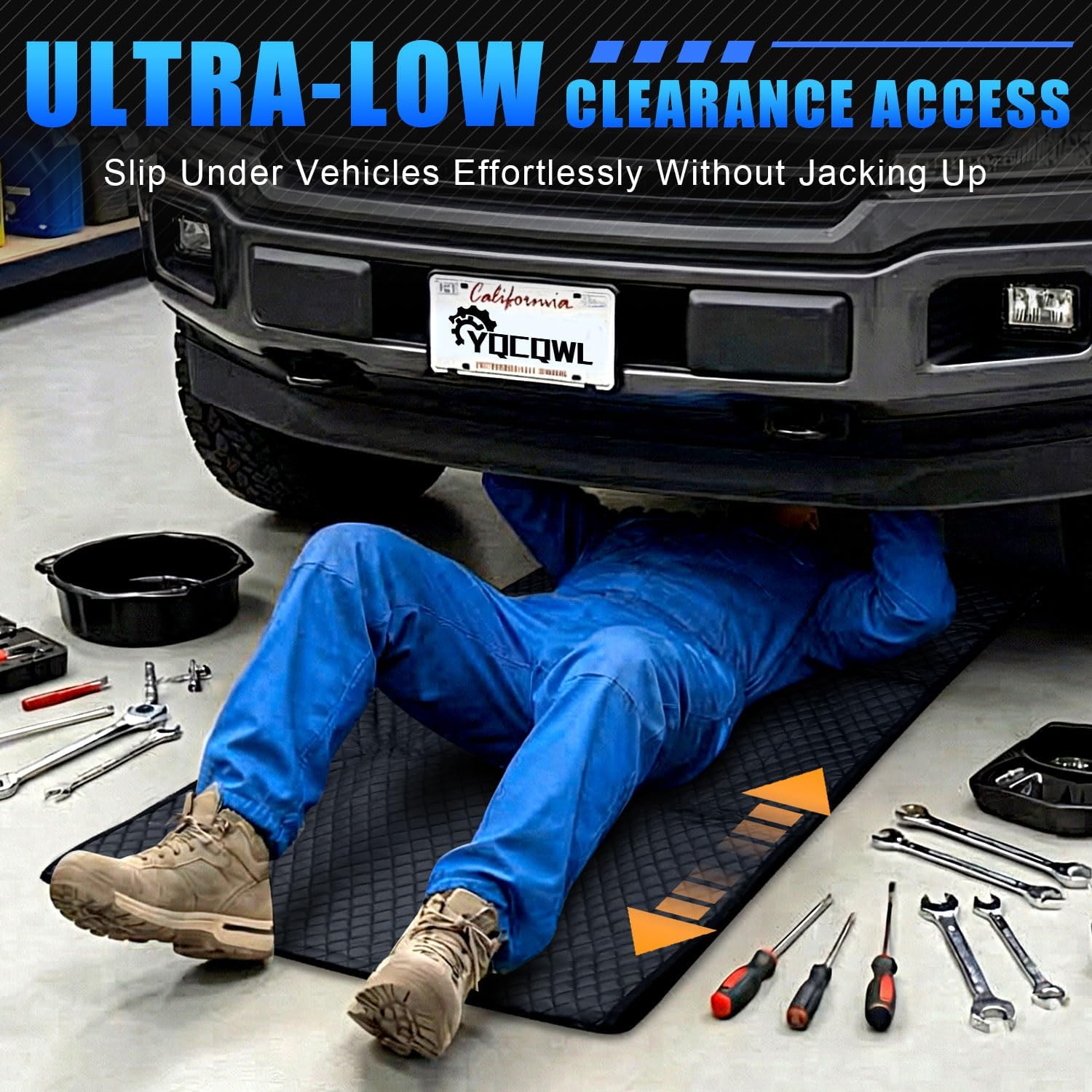 Detalle 2 de YQCQWL Rolling Creeper Mat — 145×67cm Portable Under Car Repair Pad with Storage Bag