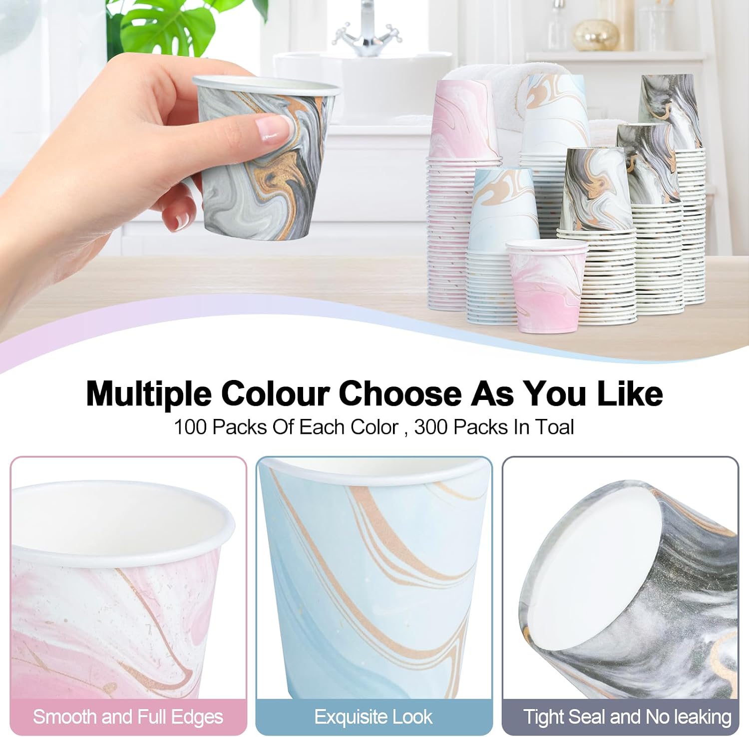 Thumbnail 2 de Huifany 3 oz Paper Cups — Multipurpose Disposable Cups for Bathroom, Travel, and Events