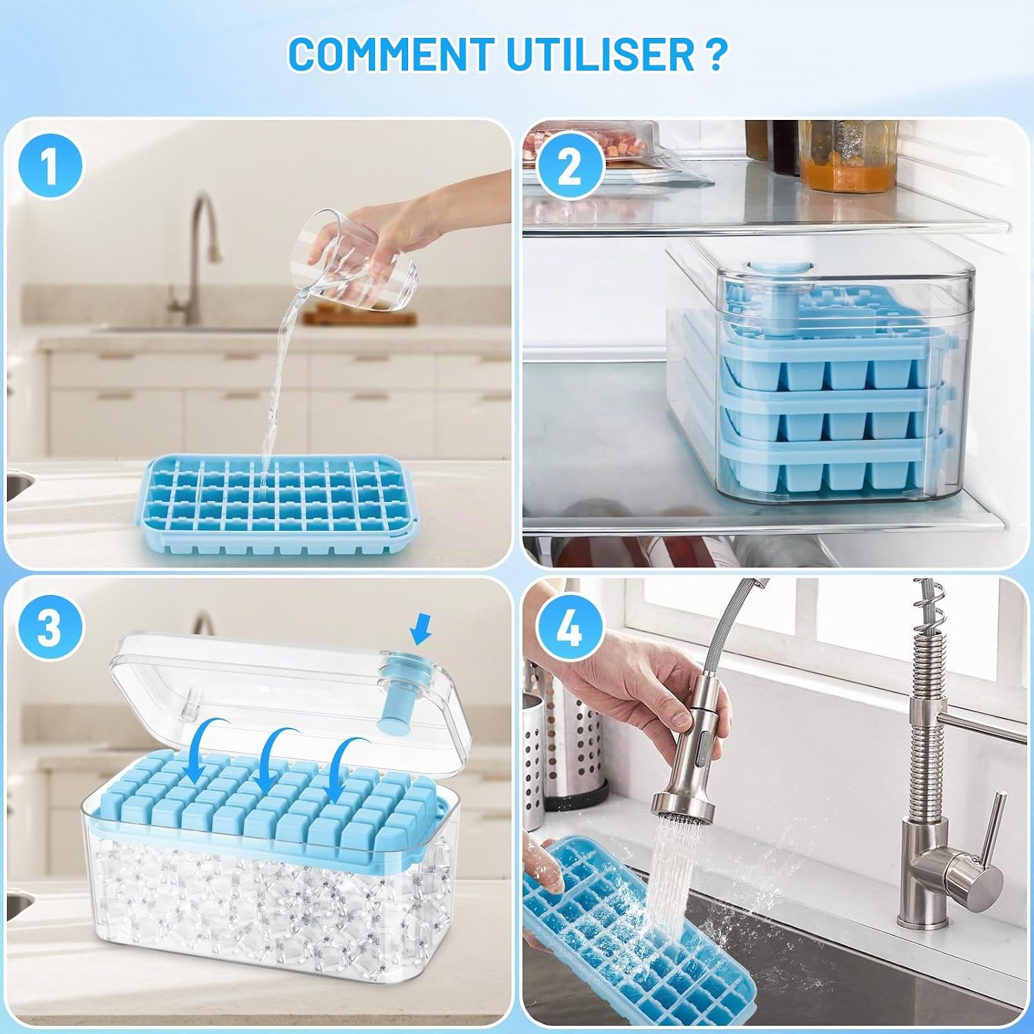 Detalle 2 de Seachrgif B-ICE-L-001 ijsblokjesvormenset voor 150 ijsblokjes met deksel en ijsschep