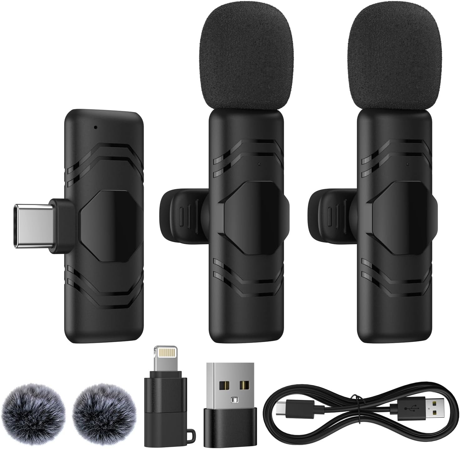 Microfono Lavalier Wireless 2 pezzi per smartphone e tablet