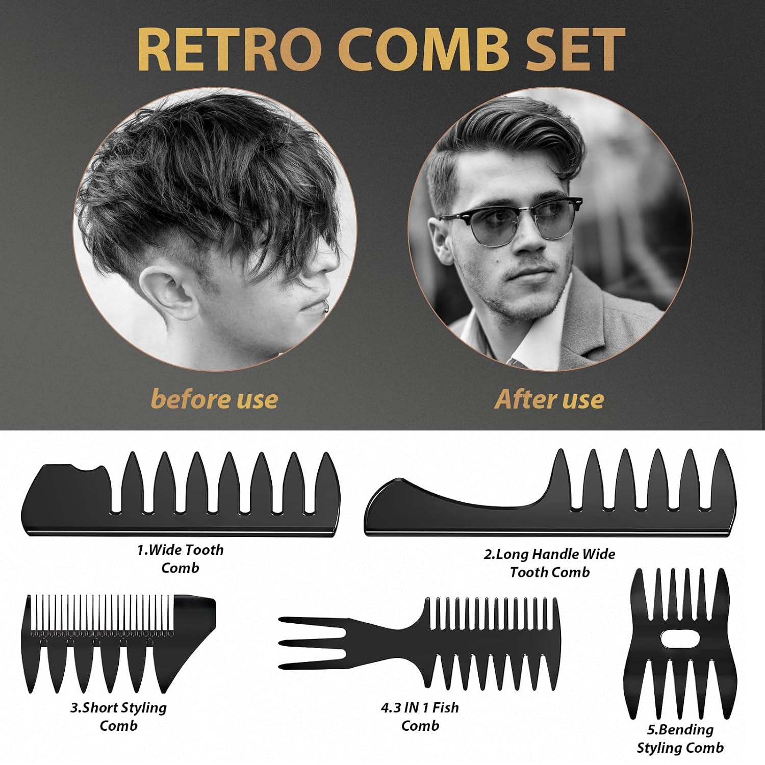 Thumbnail 3 de DUAIU Kamm Männer Styling Set 7-teilig Haarstyling