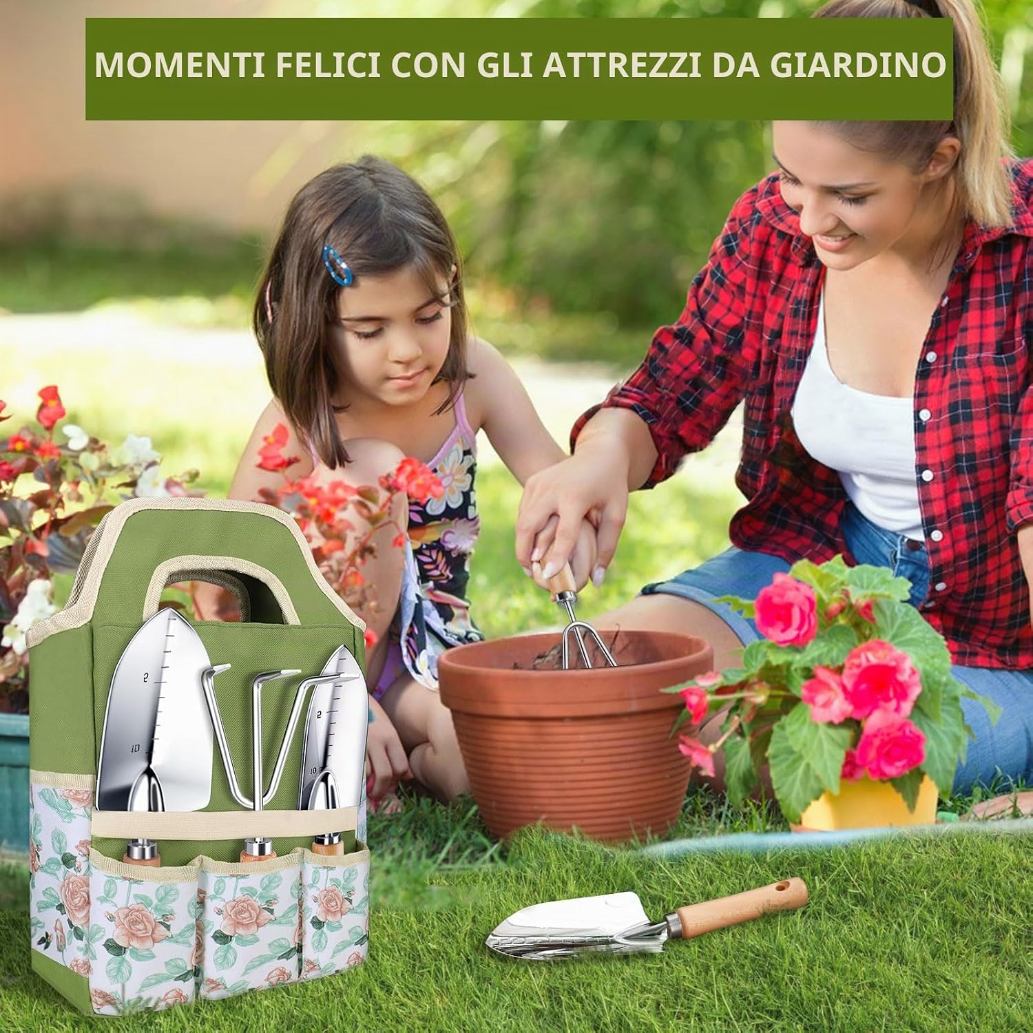 Thumbnail 5 de Kynup Set da Giardinaggio 9 Pezzi: Attrezzi in Acciaio Inossidabile Antiruggine con Manici in Legno Ergonomici