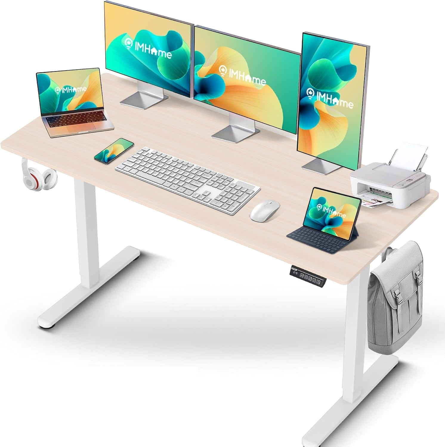 Detalle de IMGadgets 55" Electric - Ivory Height-Adjustable Standing Desk, 55 x 24 in.