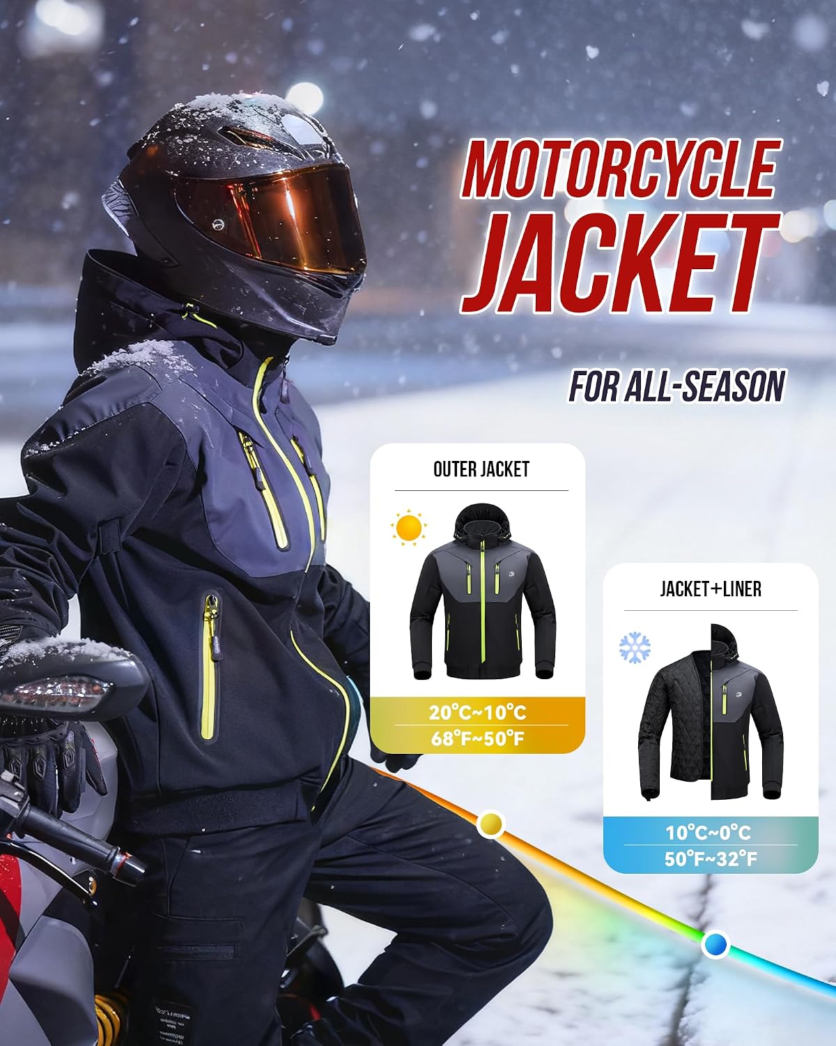 Detalle 2 de Veste de Moto Hiver Blouson Moto Homme Noir