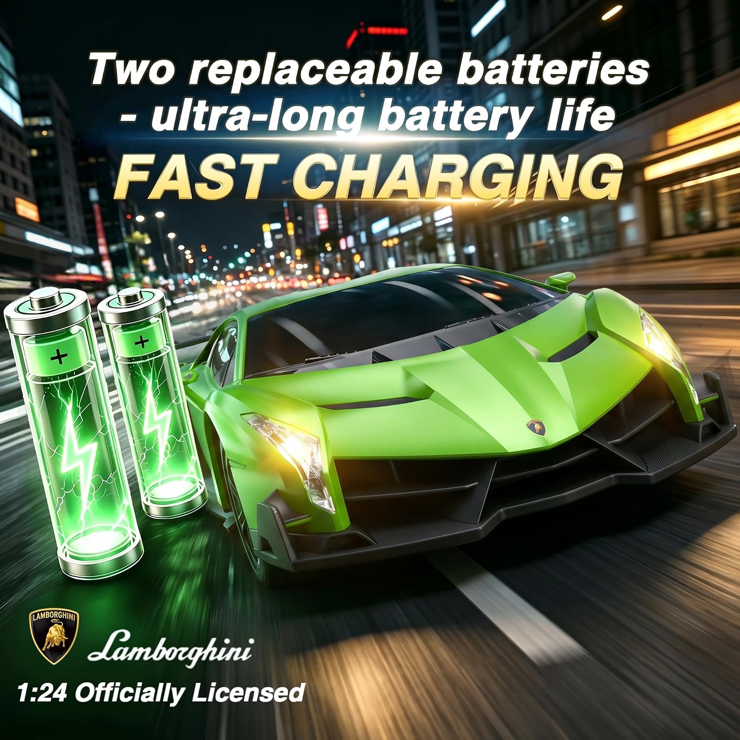 Thumbnail 3 de Lamborghini 1:24 RC Drift Car (4WD) – 25 km/h, 2 Batteries & 2 Tire Sets