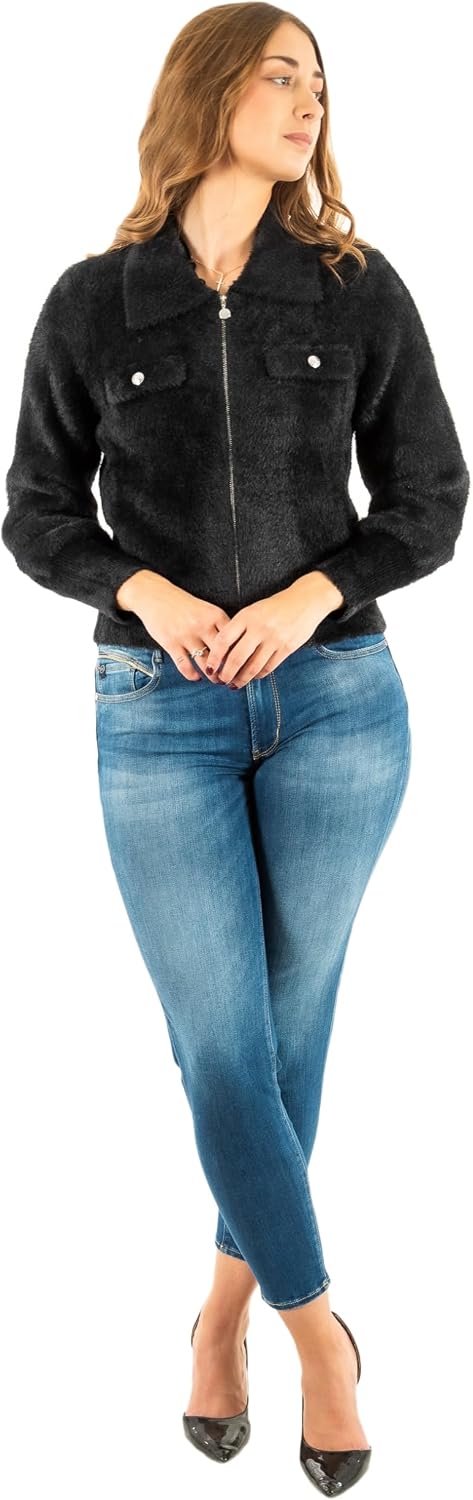 Detalle de Morgan 232-mdomi Pull-Over Femme – Gilet long à col revers et fermeture éclair