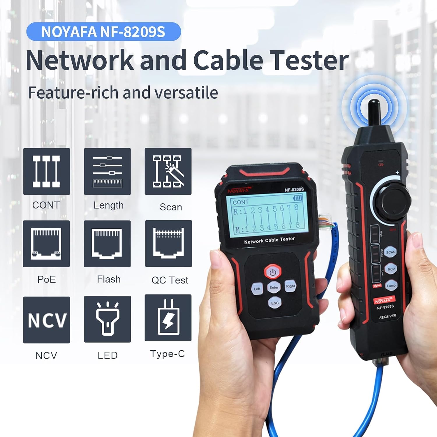 Detalle 2 de NOYAFA NYF-NF8209S Network Cable Tester with PoE, NCV and Port Flash