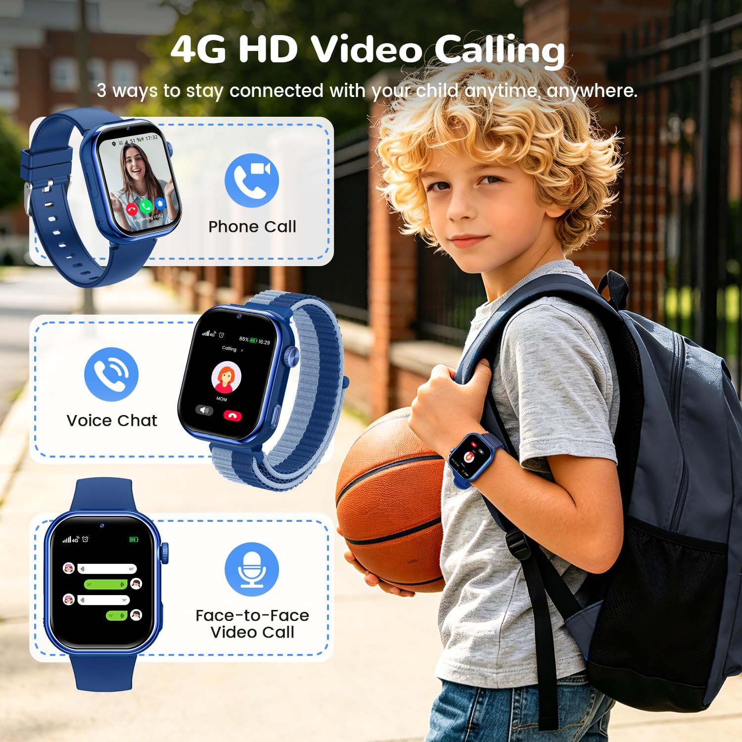 Thumbnail 1 de Smartwatch Kinder mit GPS und Telefon – AIMIUVEI Kinderuhr in Blau