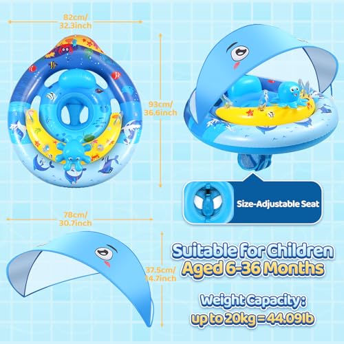Thumbnail 1 de ZOOI Flotador Bebe con Sombrilla de 6 Meses: seguridad UPF50+ y antivuelco para 5-20 kg