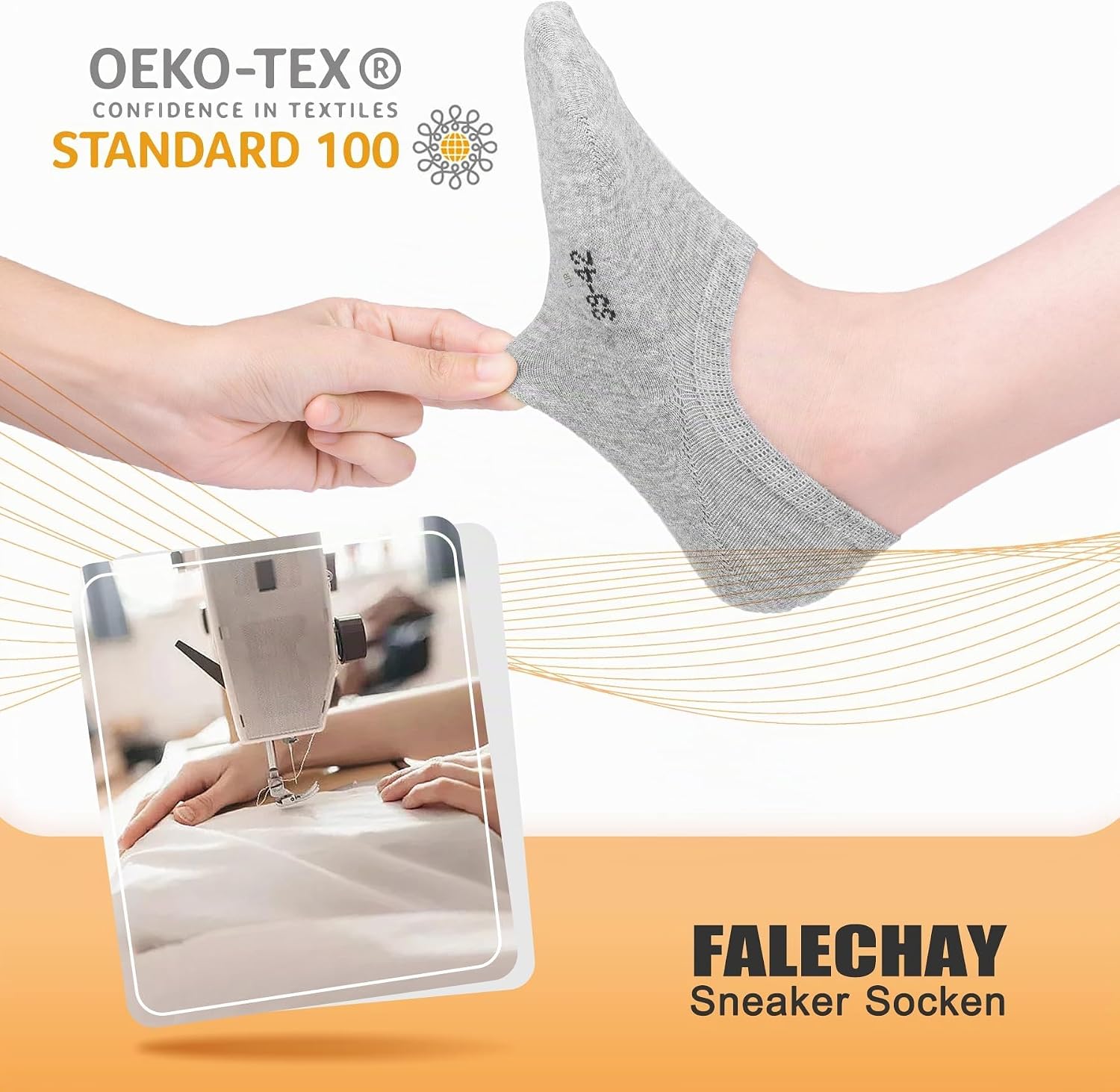 Detalle de Falechay Sneaker Socken Damen Füßlinge – 8 Paar No Show Unsichtbare Sneaker-Socken, Schwarz/Weiß/Grau/Hautfarbe
