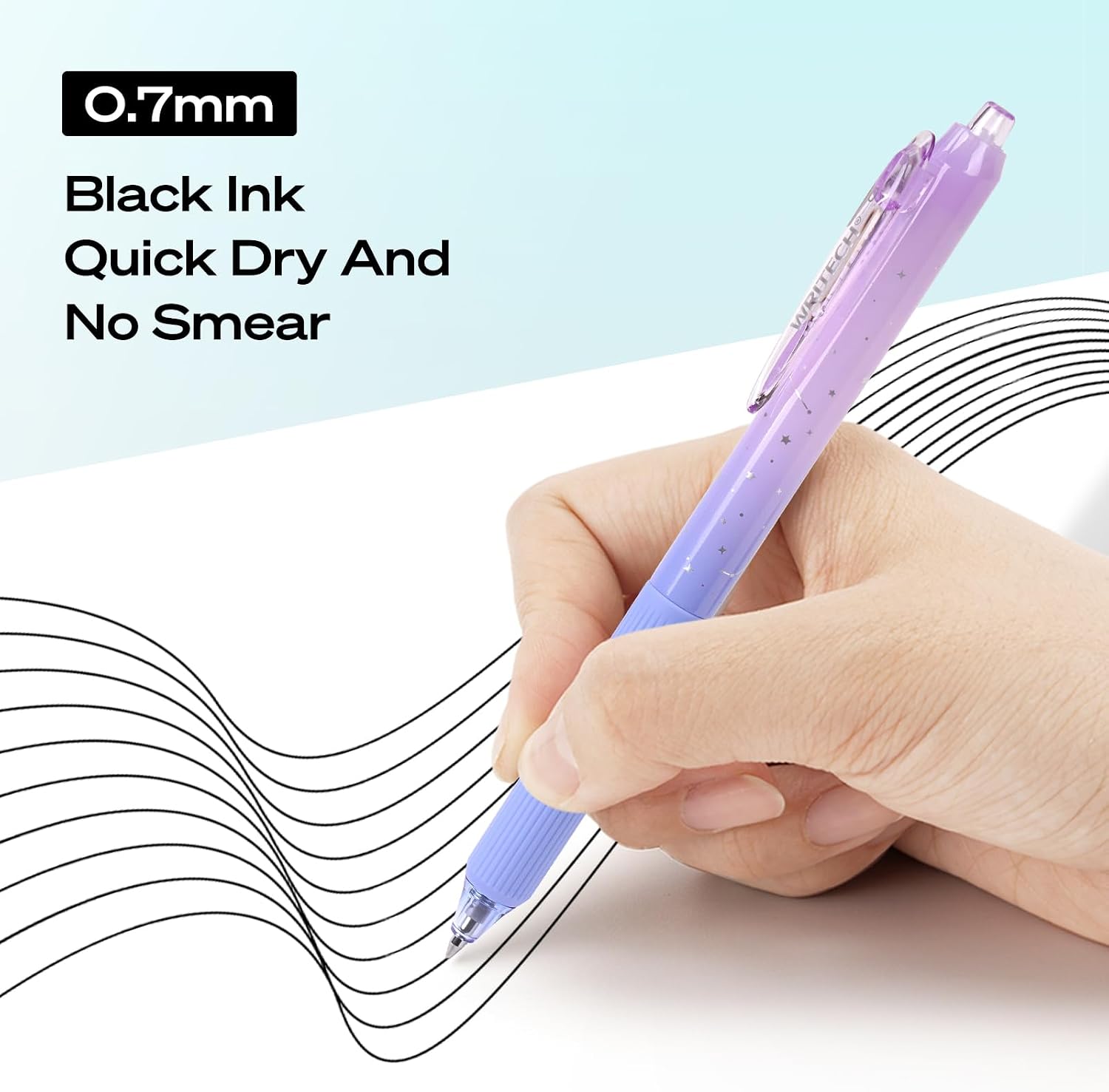 Detalle de WRITECH ネビュラペンセット ジェルペン 0.7mm ブラックインク・静音ノック式 6本セット