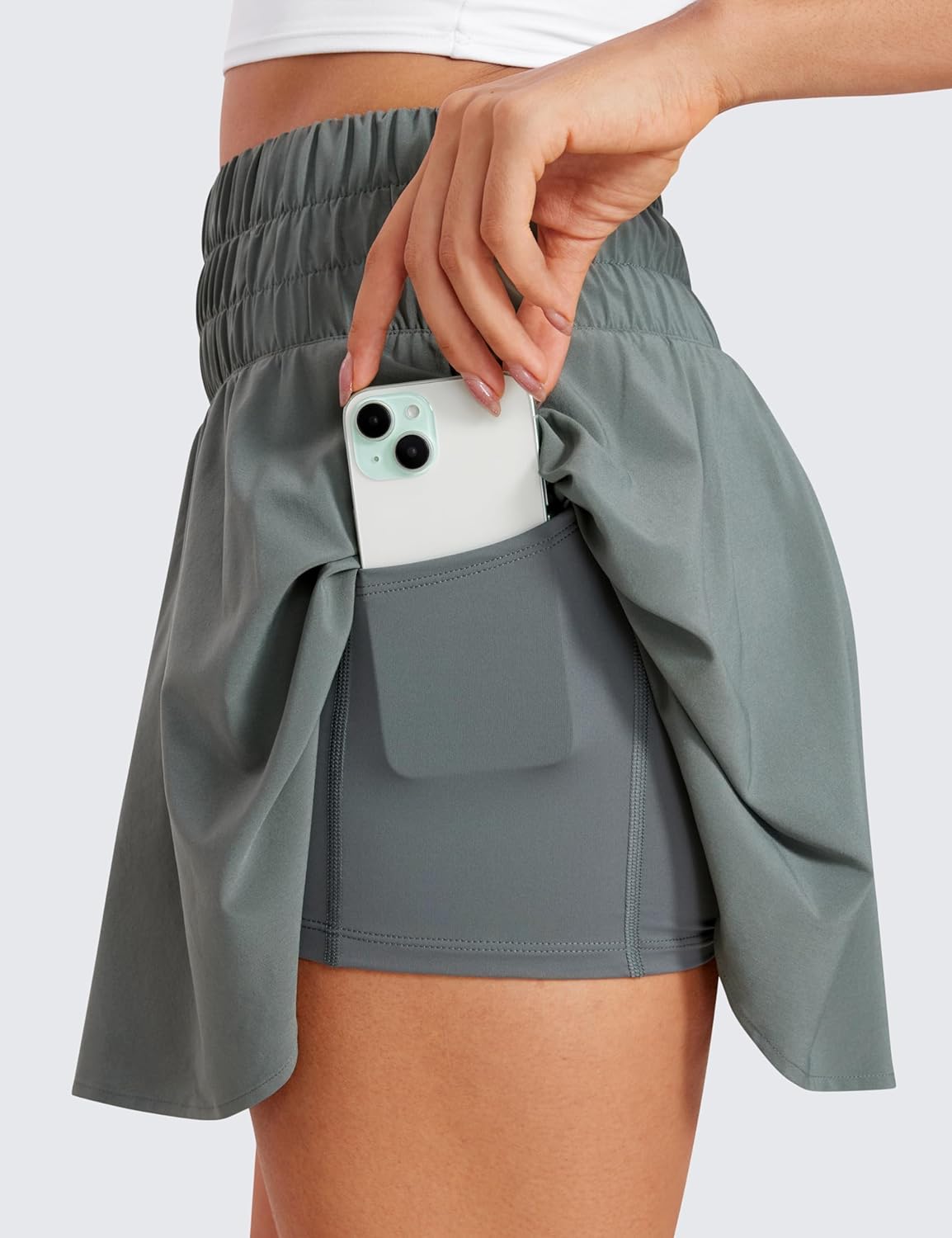 Thumbnail 4 de CRZ YOGA Jupes de Tennis fluides Taille Haute pour Femmes – Jupe-Shorts plissée