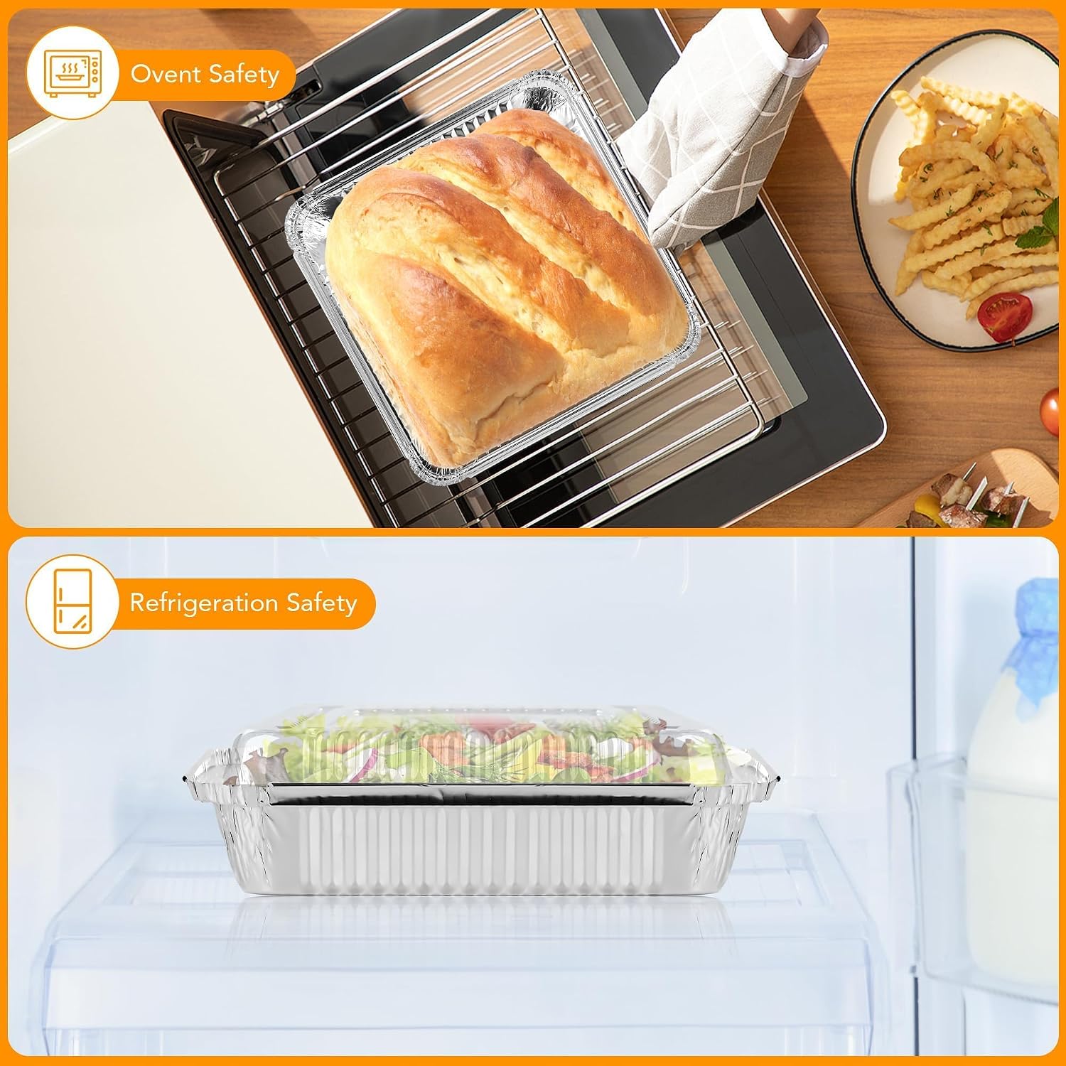 Detalle 2 de Benestanti 40 Pack 8x8 Inch Aluminum Pans with Clear Lids