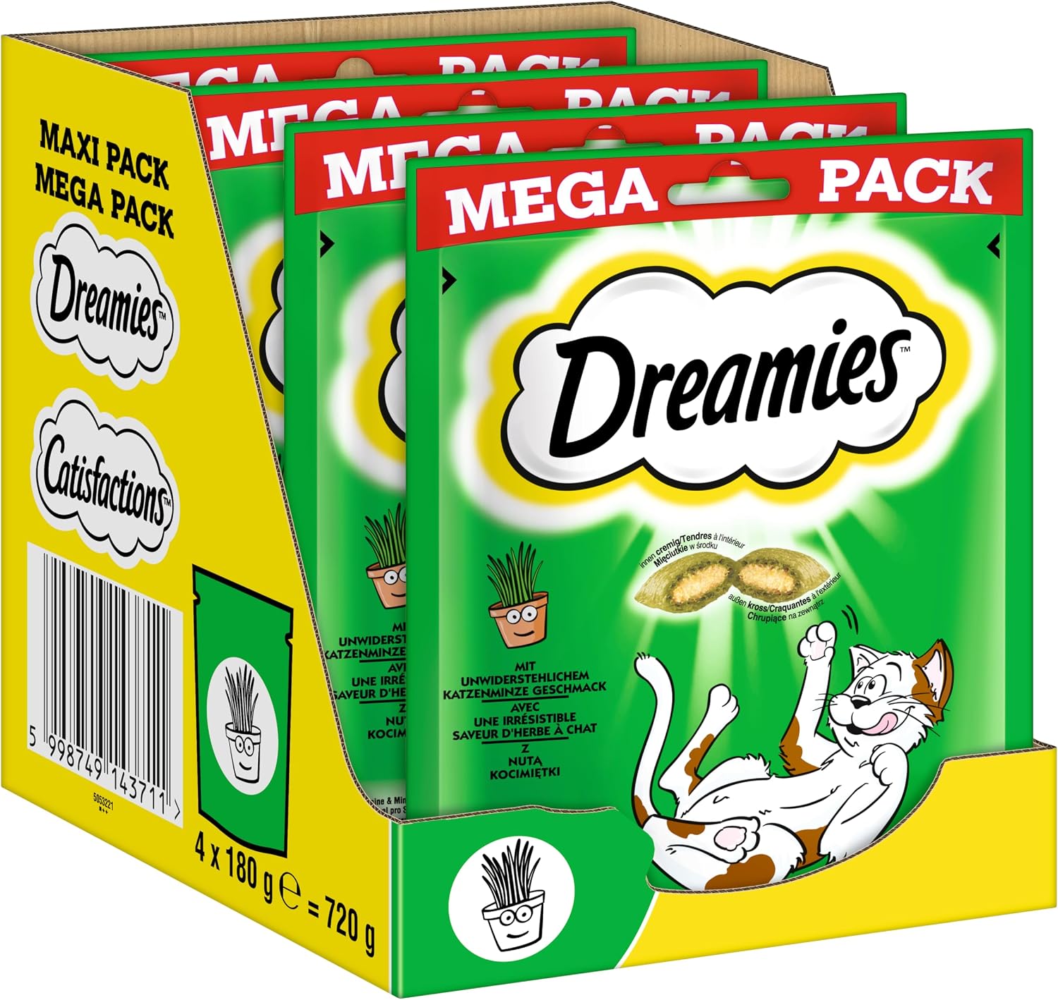 Thumbnail 6 de DREAMIES Katzensnacks Käse – 2x350 g Mega Box, knusprig außen, cremige Füllung