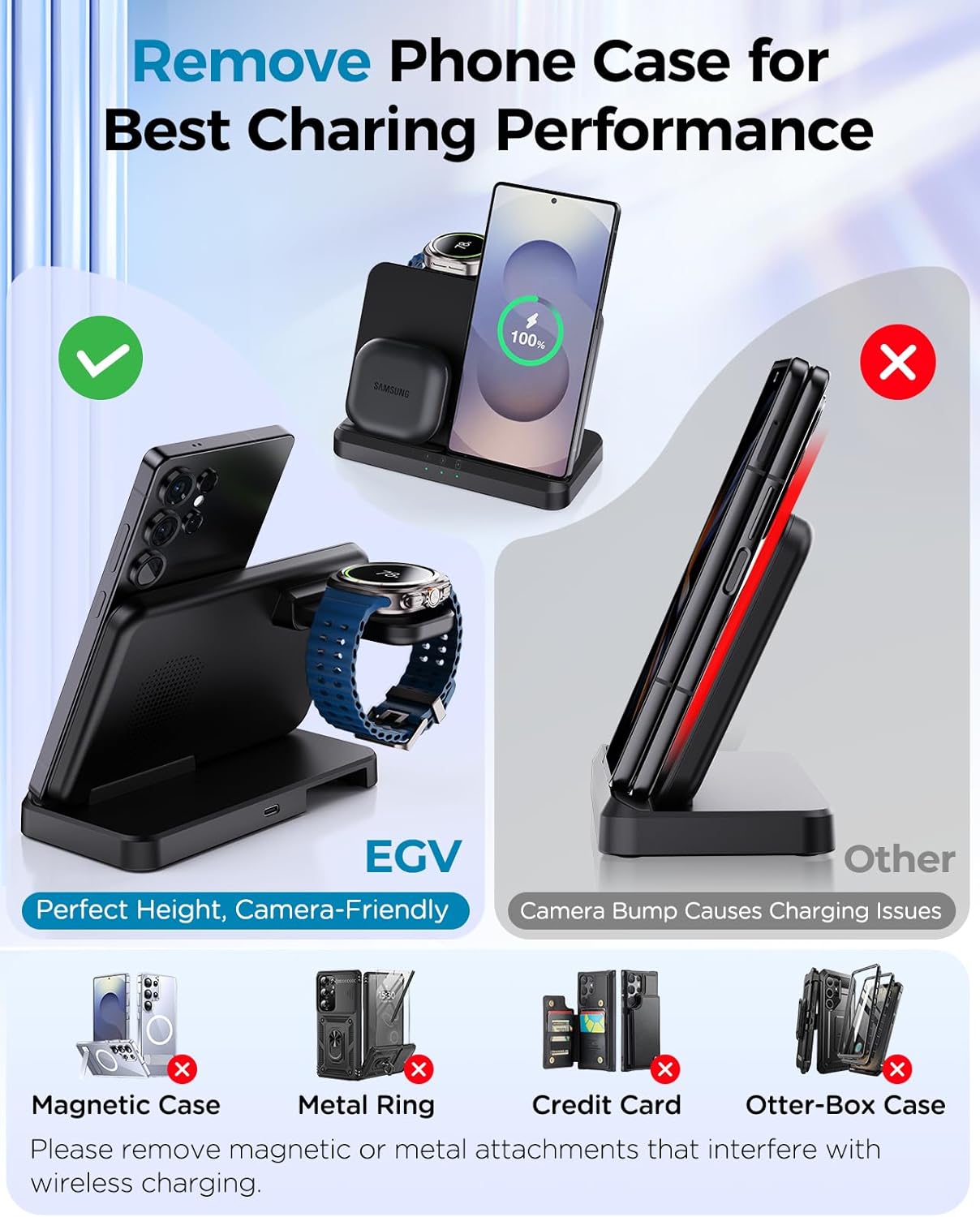 Thumbnail 6 de Wireless Charger for Samsung – 3 in 1 Wireless Charging Station for Galaxy S26/S25/S24 Series