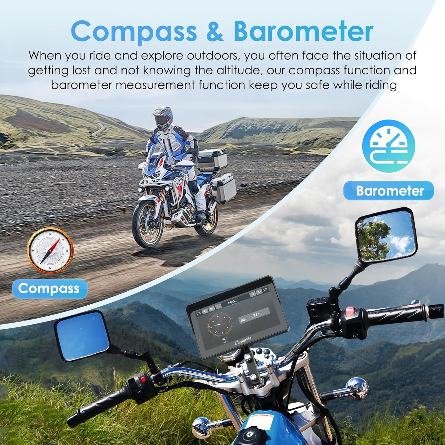 Thumbnail 6 de Carpuride W702B Pro Motorcycle CarPlay Screen with Custom BMW Mount (7 inch, Wireless CarPlay/Android Auto)