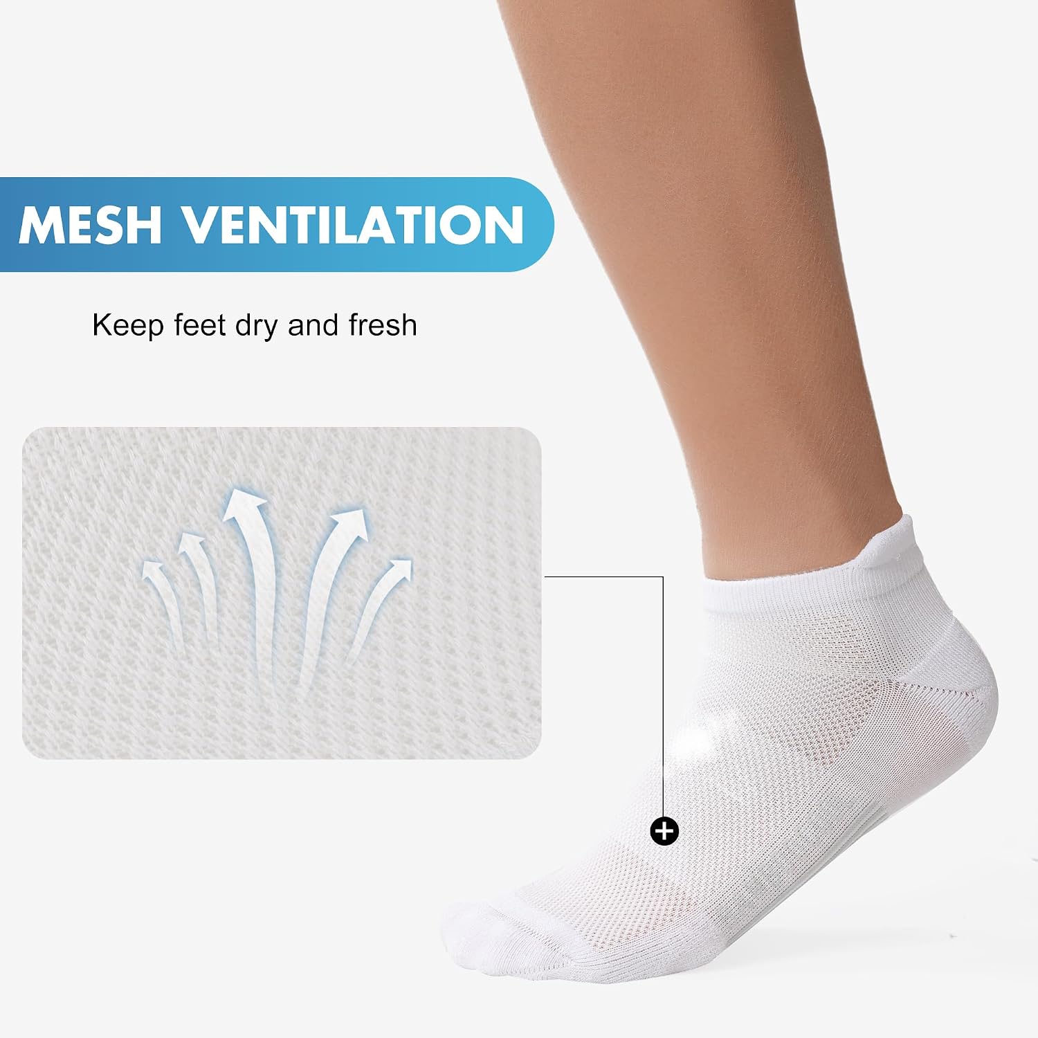 Detalle de BAMBOO COOL Men's Ankle Socks: Moisture-Wicking, Odor-Controlled, Arch-Support Cushioned Running Socks (8 Pack)