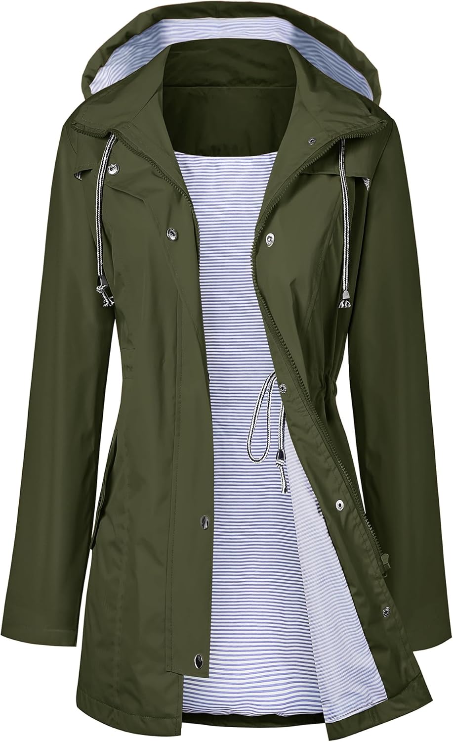 Detalle de LOMON Raincoat Women Waterproof Long Hooded Trench Coat