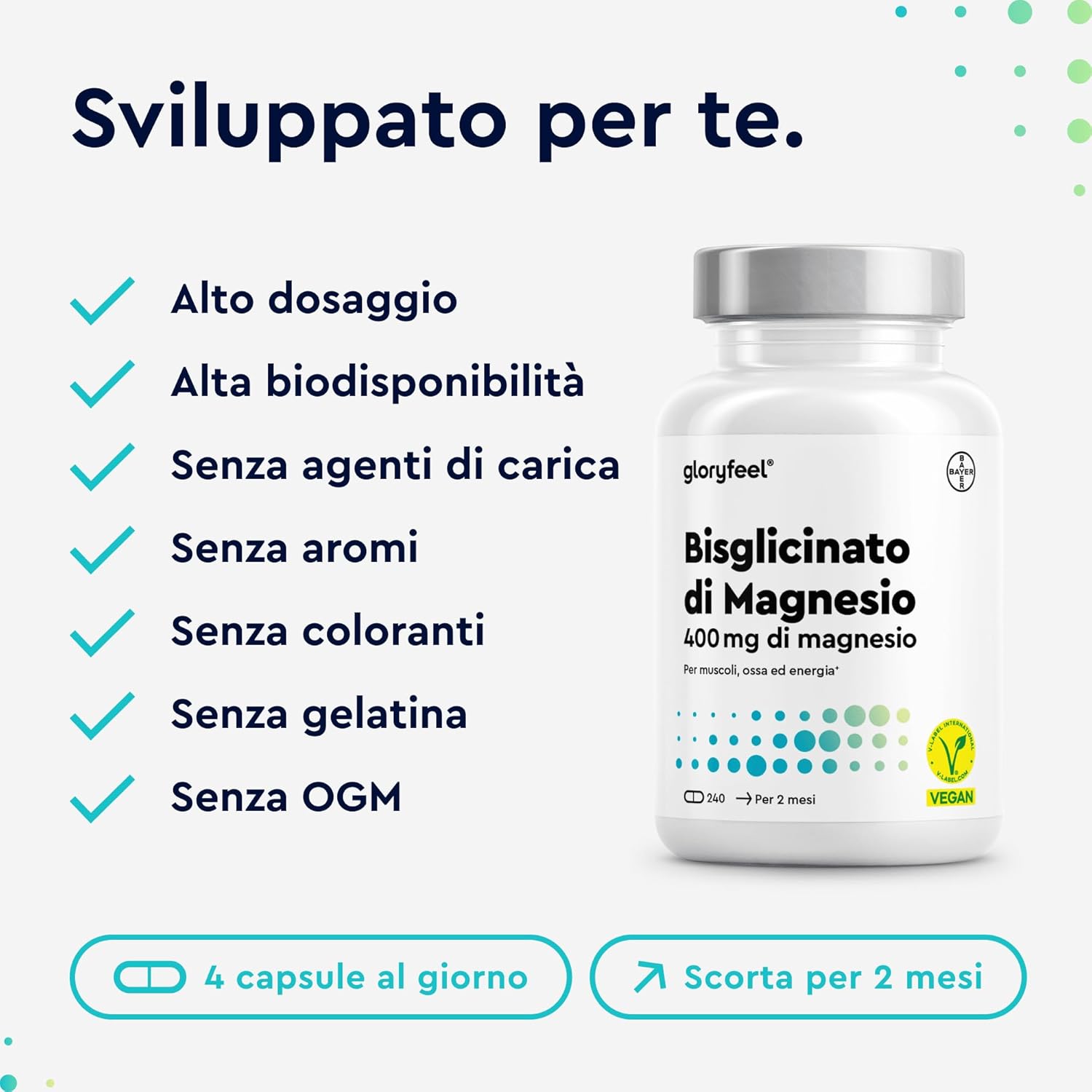 Thumbnail 4 de Magnesio Bisglicinato 400 mg integratore vegano
