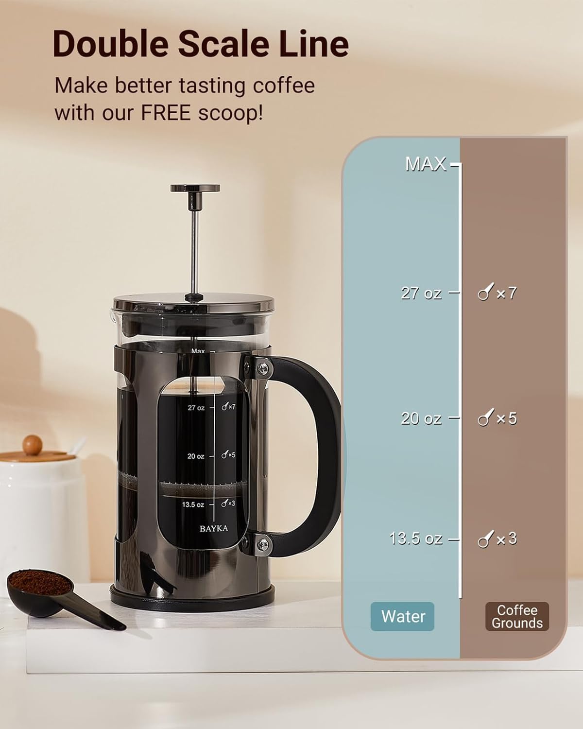 Thumbnail 6 de BAYKA French Press 34 oz Travel Coffee Maker