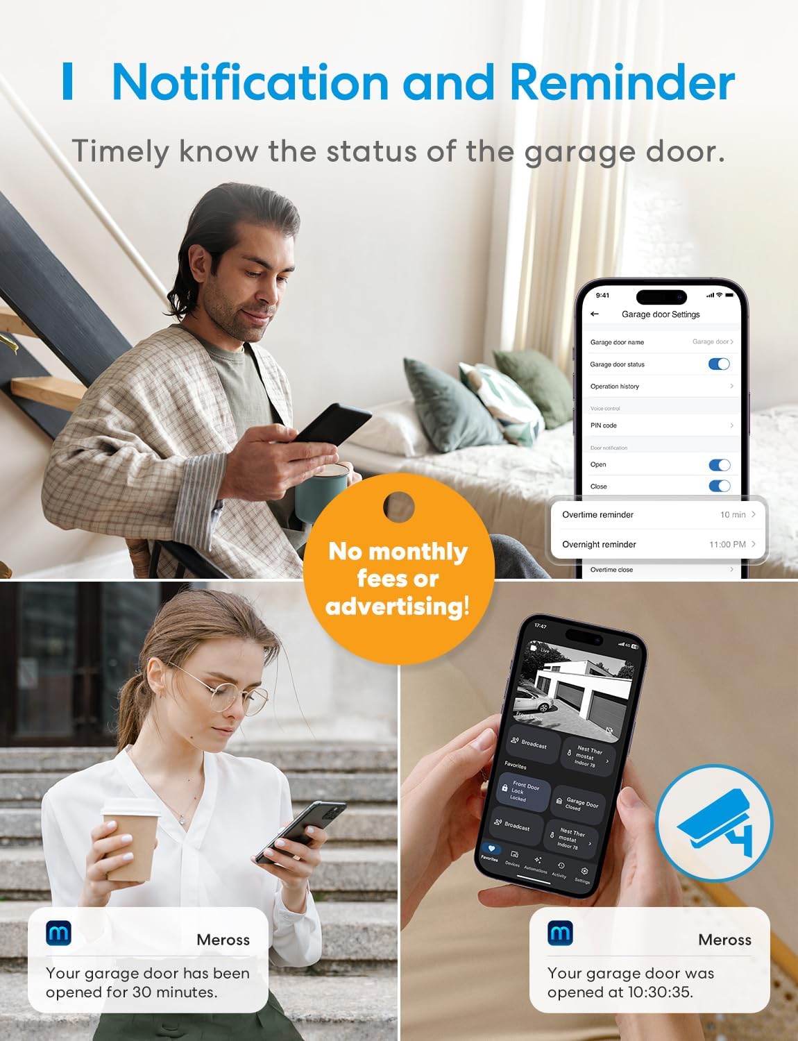 Detalle de Meross Smart Garagentoröffner WLAN mit externer Antenne für bis zu 3 Garagentore, HomeKit & Alexa/Google