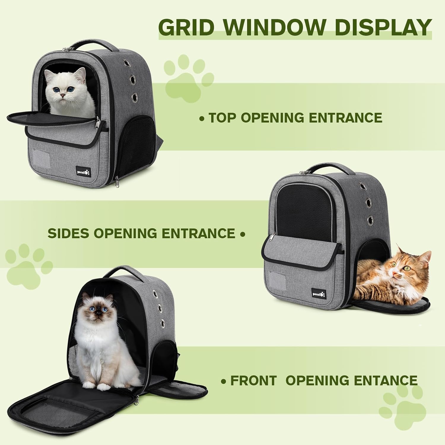 Detalle de Pecute Pecute Respirant sac à dos de transport pour chat et petit chien avec matelas en peluche amovible