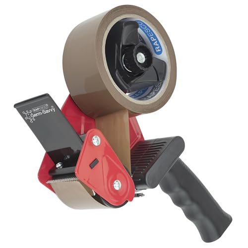 Detalle de RAPESCO 1683 Dispenser Nastro Adesivo da Imballaggio 960 e 1 Rotolo: robustezza professionale e praticità