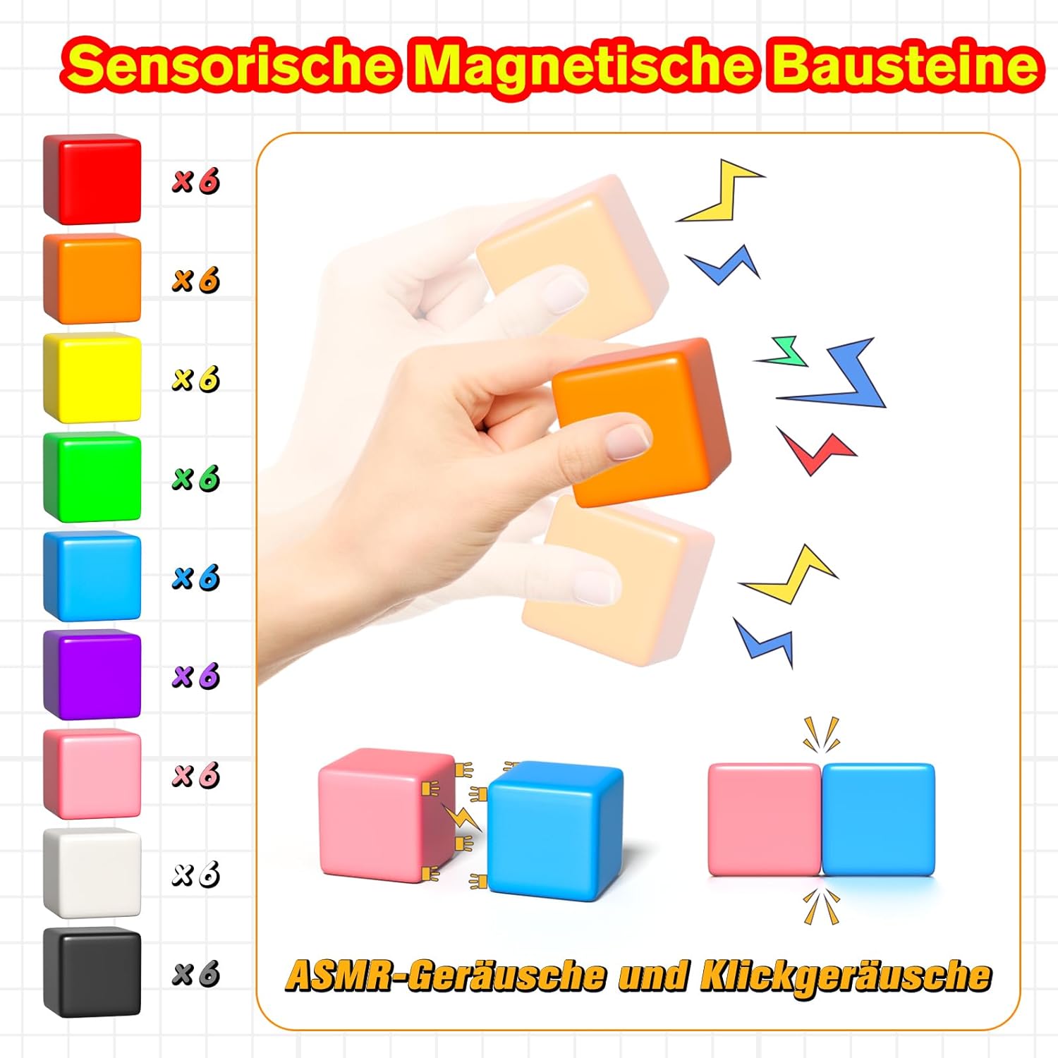 Detalle de Apluses 54-teilige Magnetbausteine fĂĽr Kinder đź§©