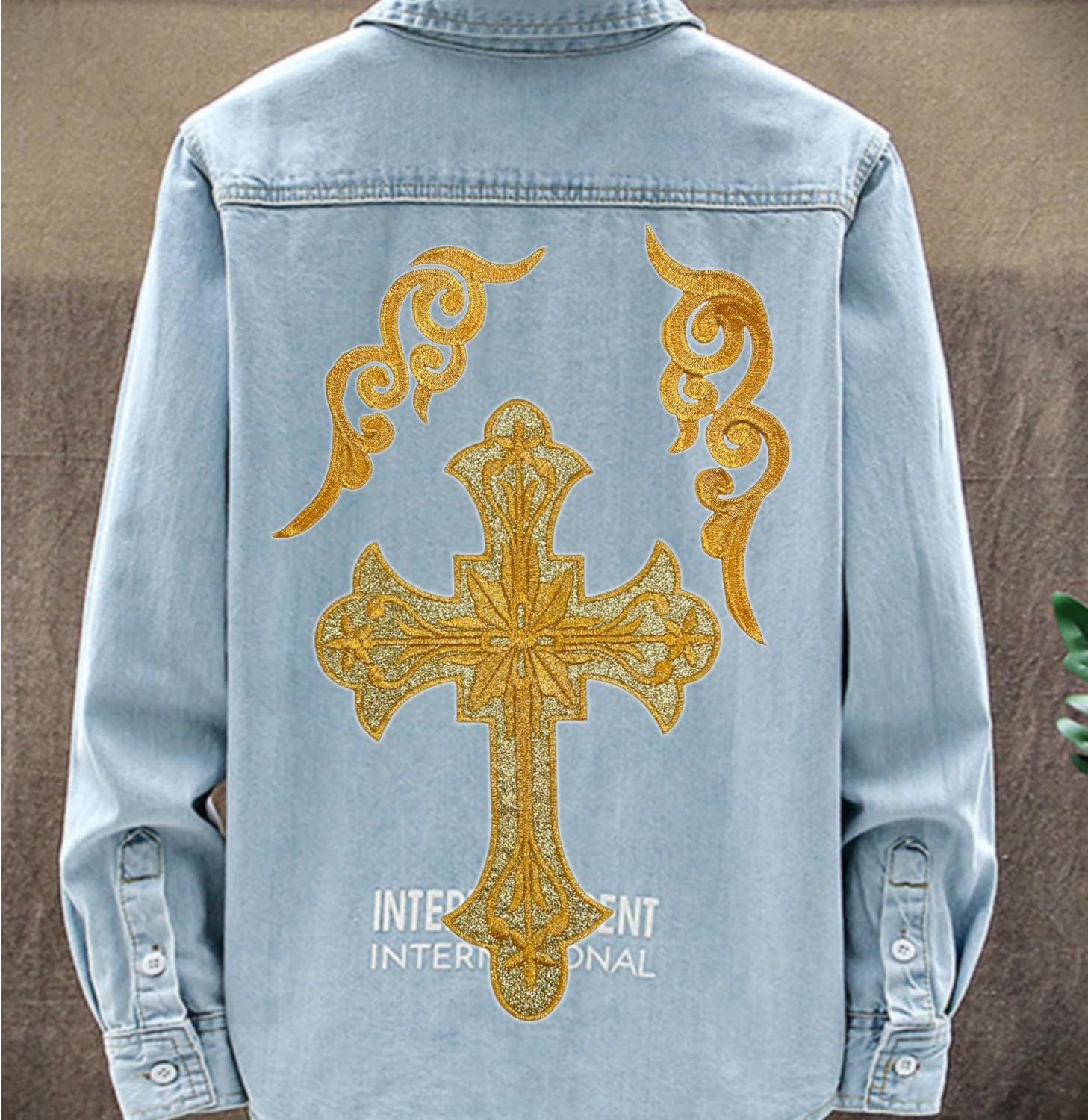 Detalle 2 de MUMAYA Religious Cross Iron-On Appliques, Gold and Silver Embroidery, 6-Piece Set