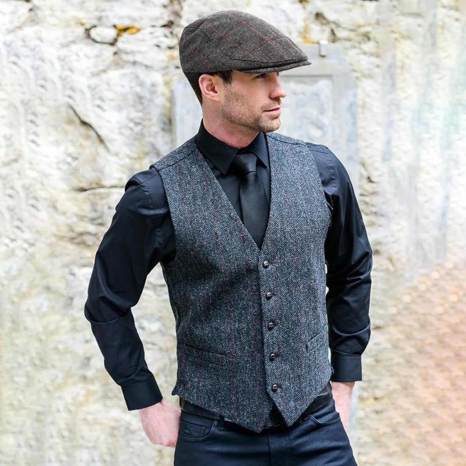 Thumbnail 5 de YAMEIZE Retro Flat Cap for Men (Baker Boy / Ivy Adjustable Newsboy Hat) in Cotton