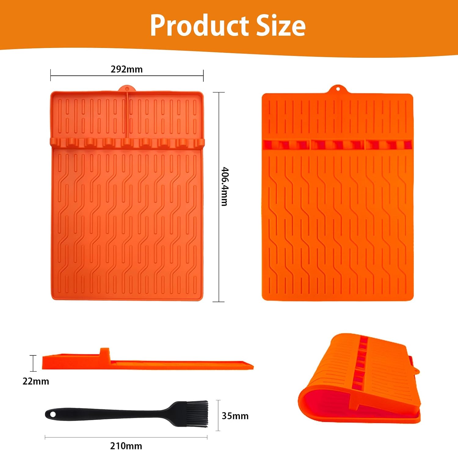 Detalle de Rusisi Model 2 Silicone Grill Mats, Non-Slip with 2 BBQ Brushes