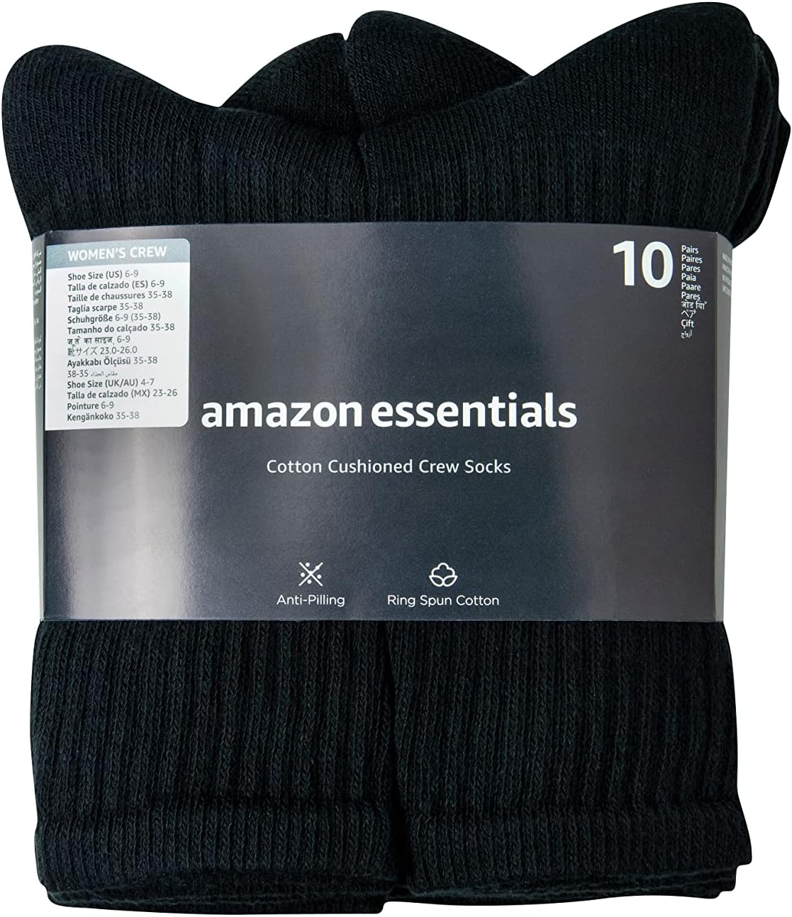 Thumbnail 2 de Amazon Essentials Damen Crew-Socken aus Baumwolle, leicht gepolstert – 10er-Pack