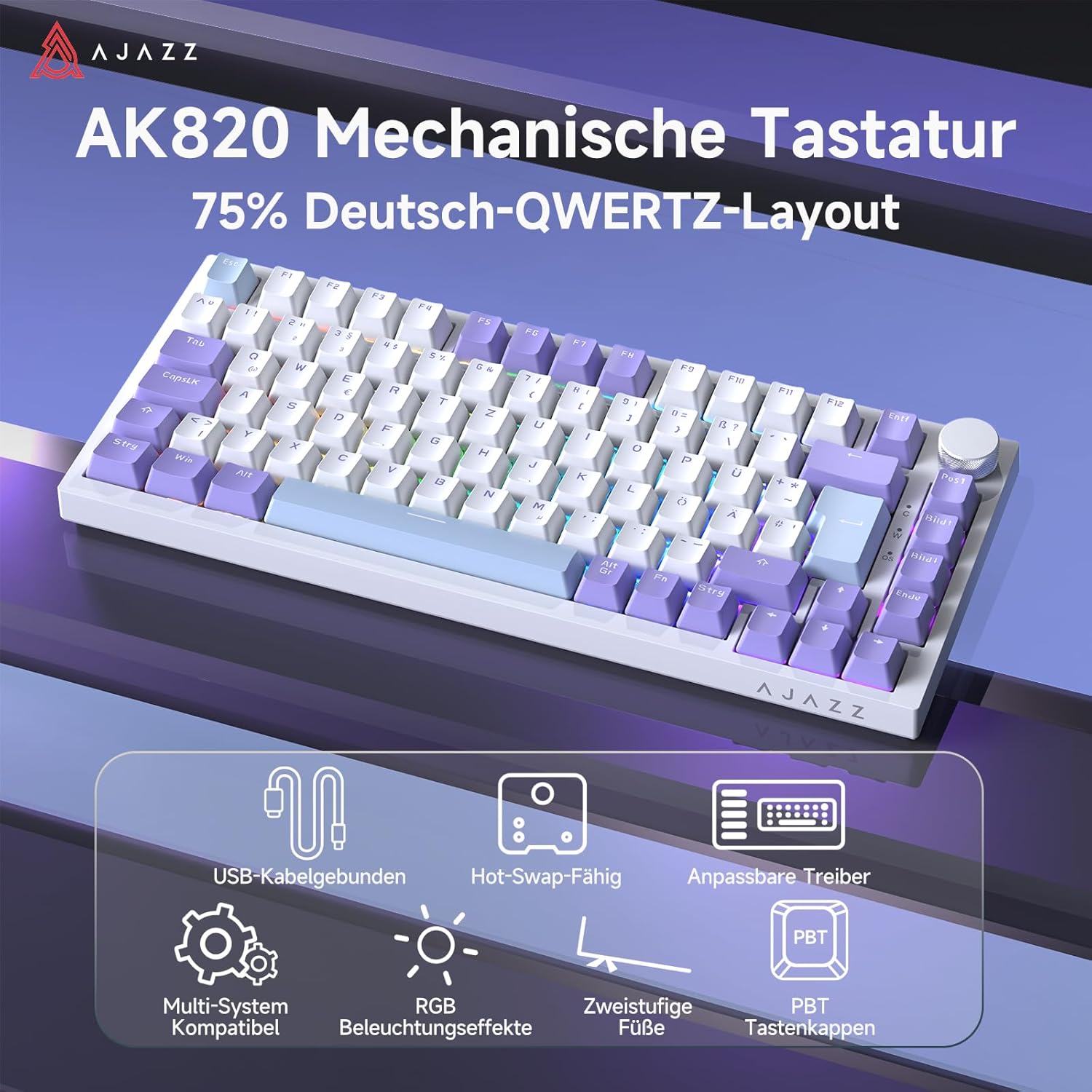 Detalle 2 de AJAZZ AK820 75% mechanische Tastatur