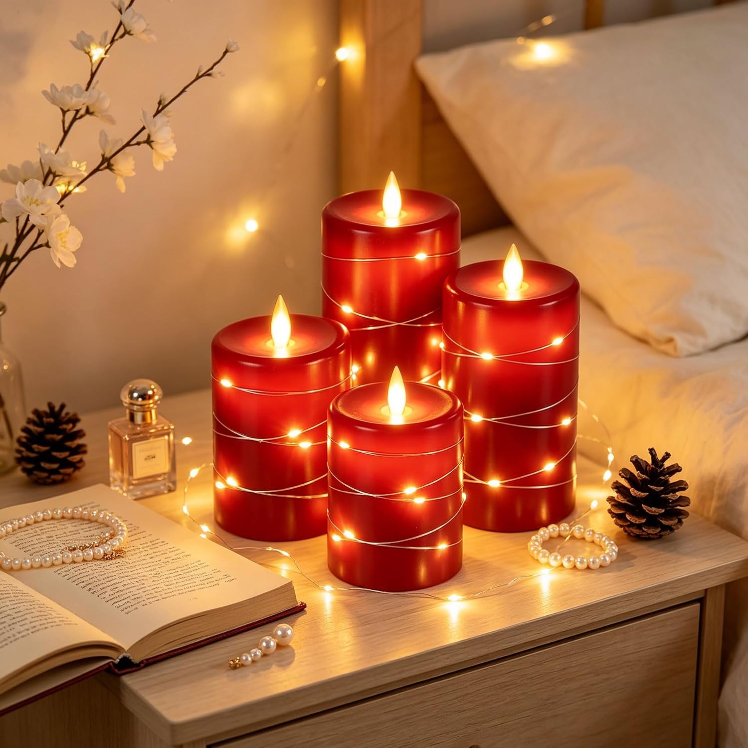 Detalle de Da by Candele LED Angolo di visione a 360 gradi con luci stellate – set da 3 candele a LED con telecomando