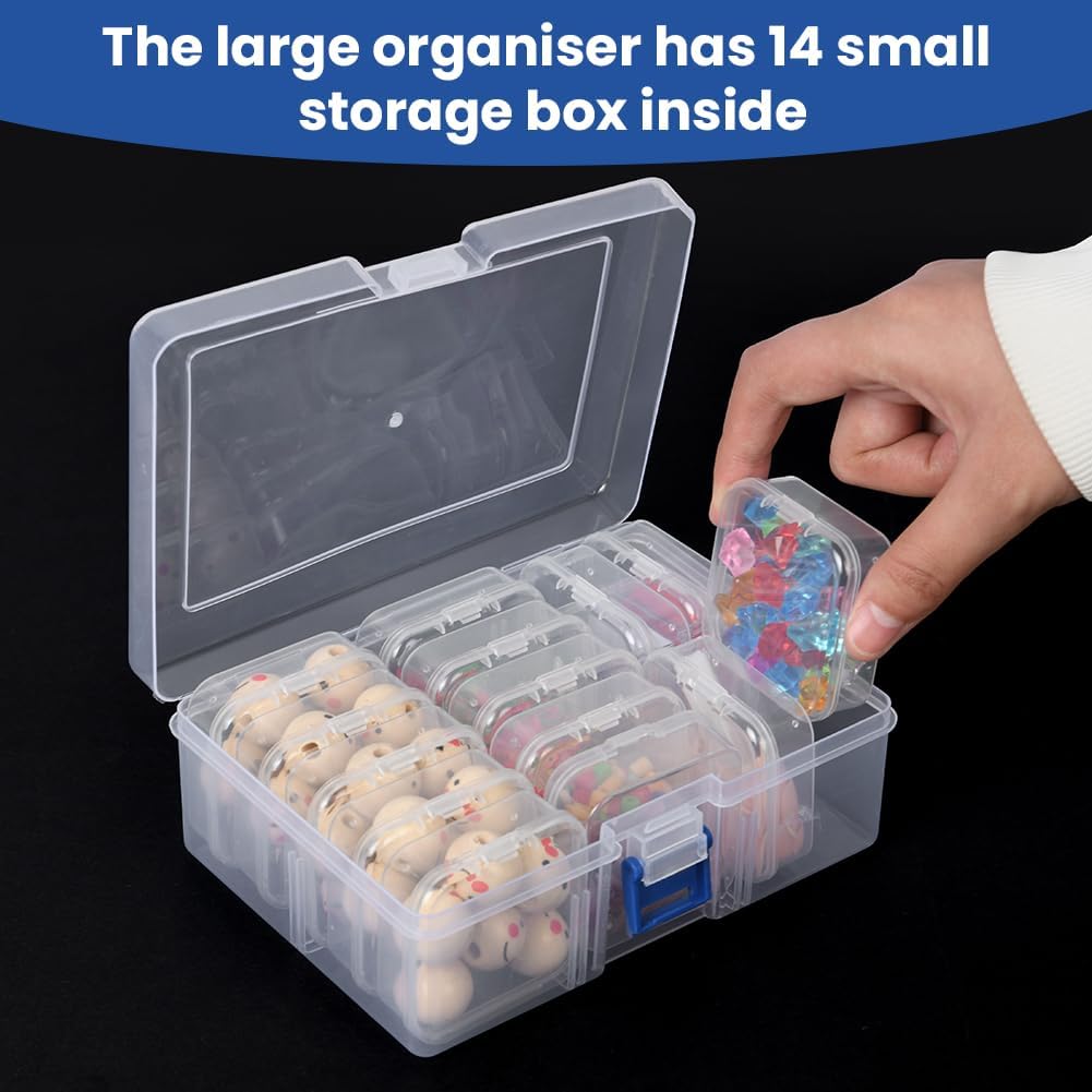 Detalle 1 de AUAUY 4754691 kralenorganizer met 30 transparante bakjes