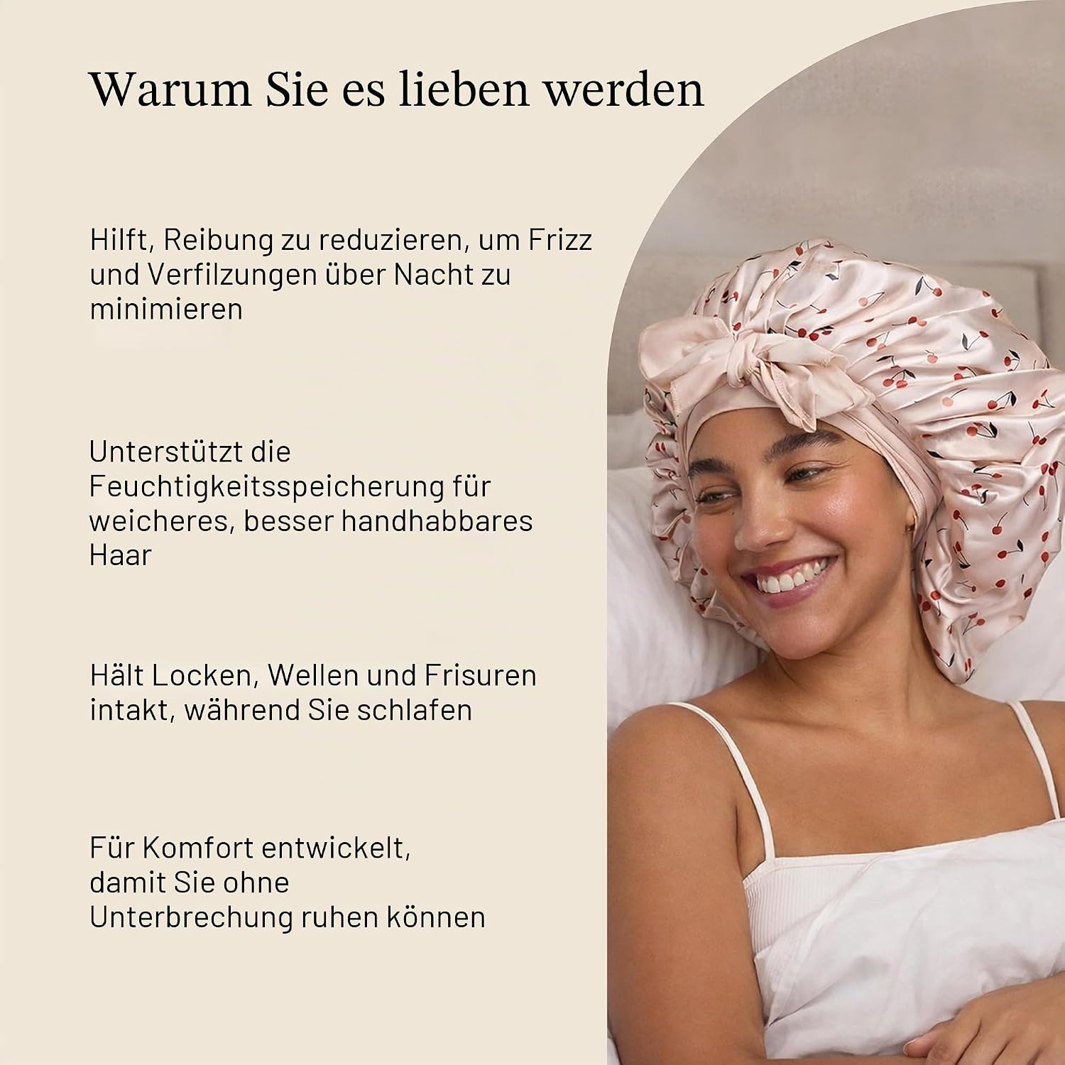 Detalle de Kitsch XL Satin Haarhaube zum Schlafen – weicher als Seide, XXL-Bonnet für Lockiges Haar