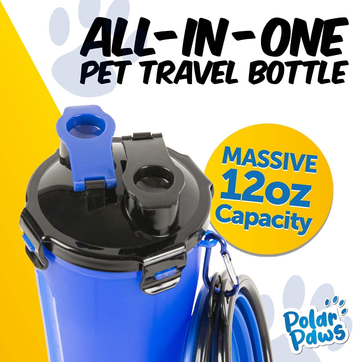 Detalle de PawPride 2-in-1 Dog Water Bottle: Portable Hydration with Collapsible Bowls for Walks, Hiking and Travel