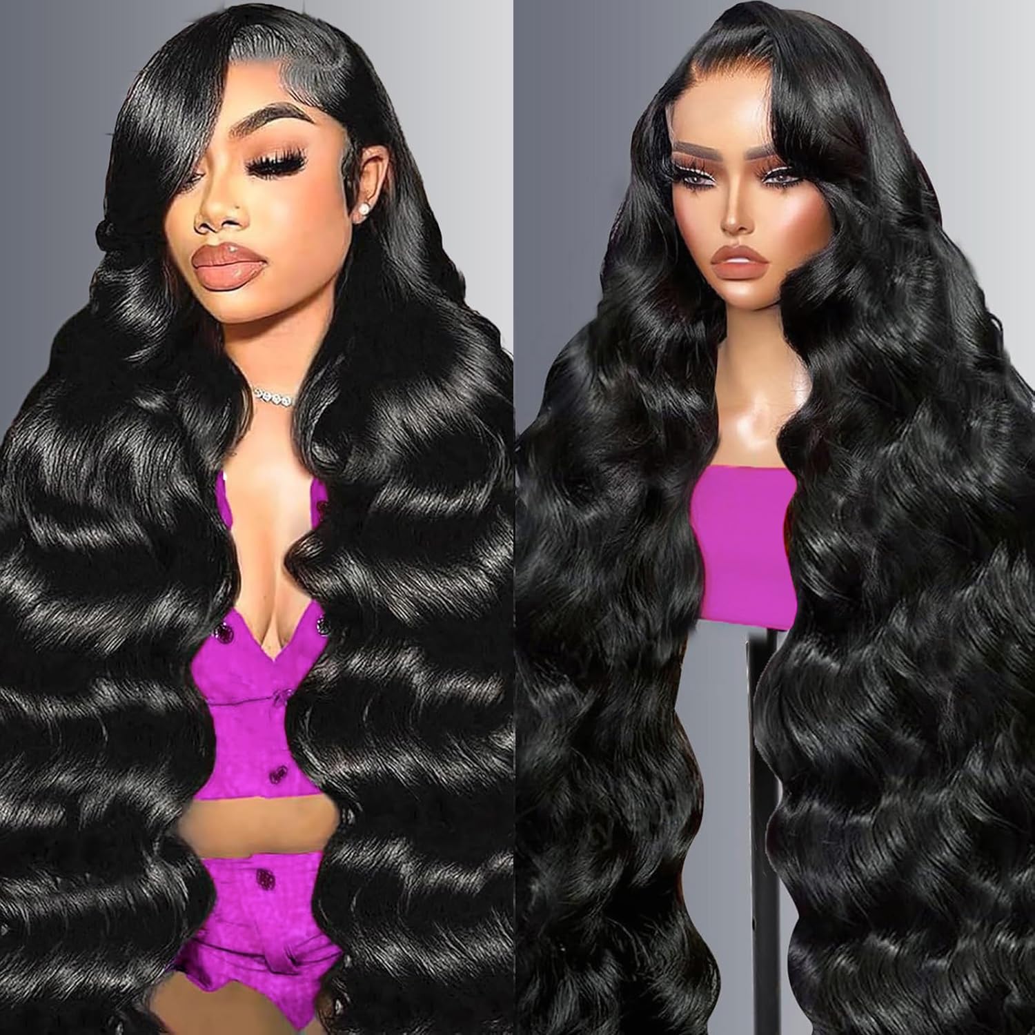 Detalle de BIMKOS 30 Inch 13x6 Body Wave Lace Front Wig - 200% Density, 100% Human Hair, Glueless HD Transparent Lace