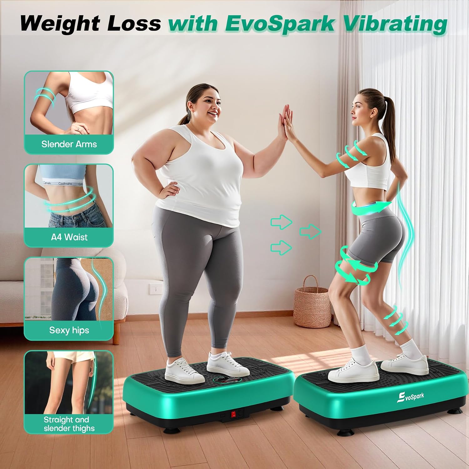 Detalle de EvoSpark Vibration Plate Exercise Machine, Dual Motors, 450 lb Capacity