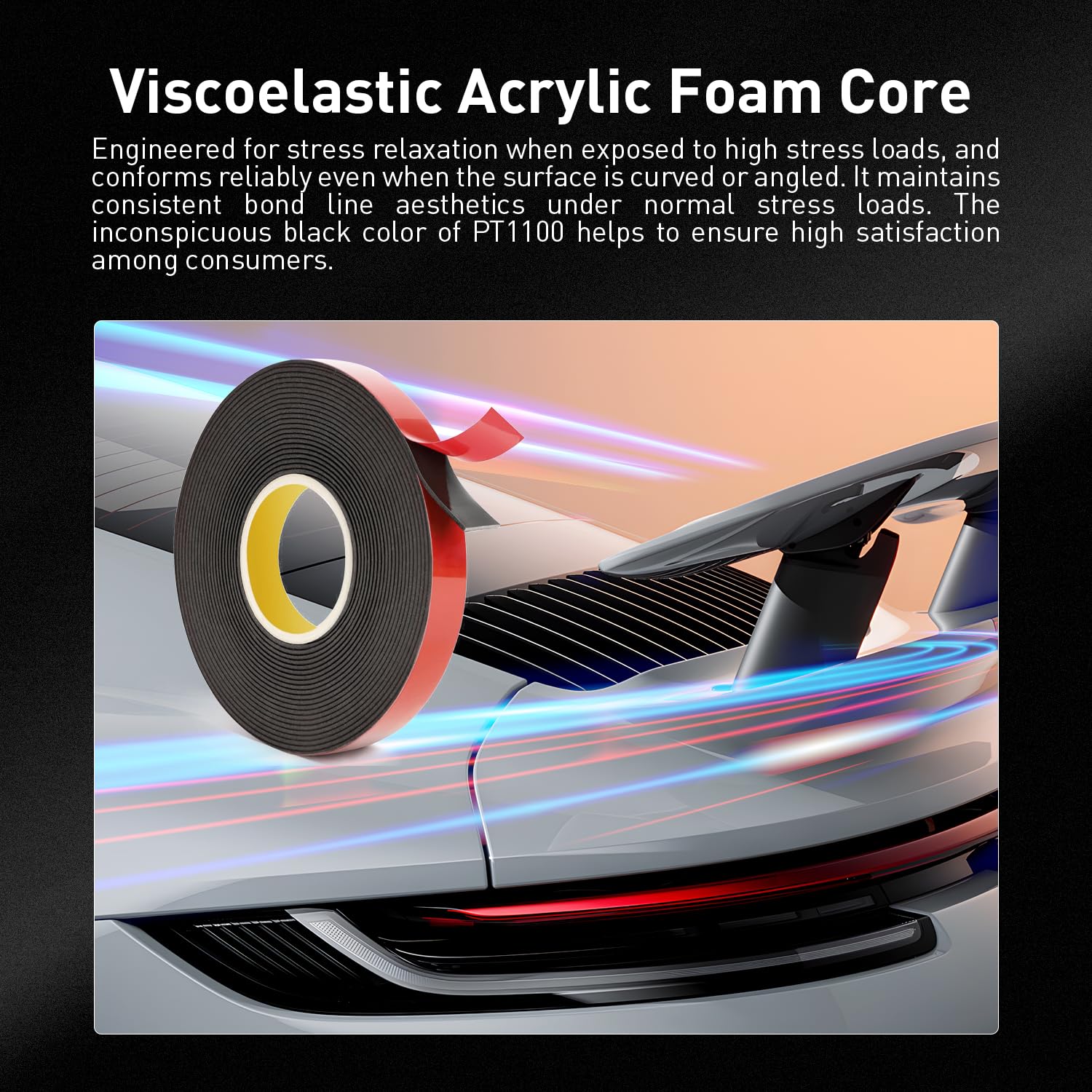 Thumbnail 4 de 3M Automotive Acrylic Plus Befestigungsband PT1100, dunkelgrau (20 mm x 5,5 m) – doppelseitige Acrylklebebefestigung