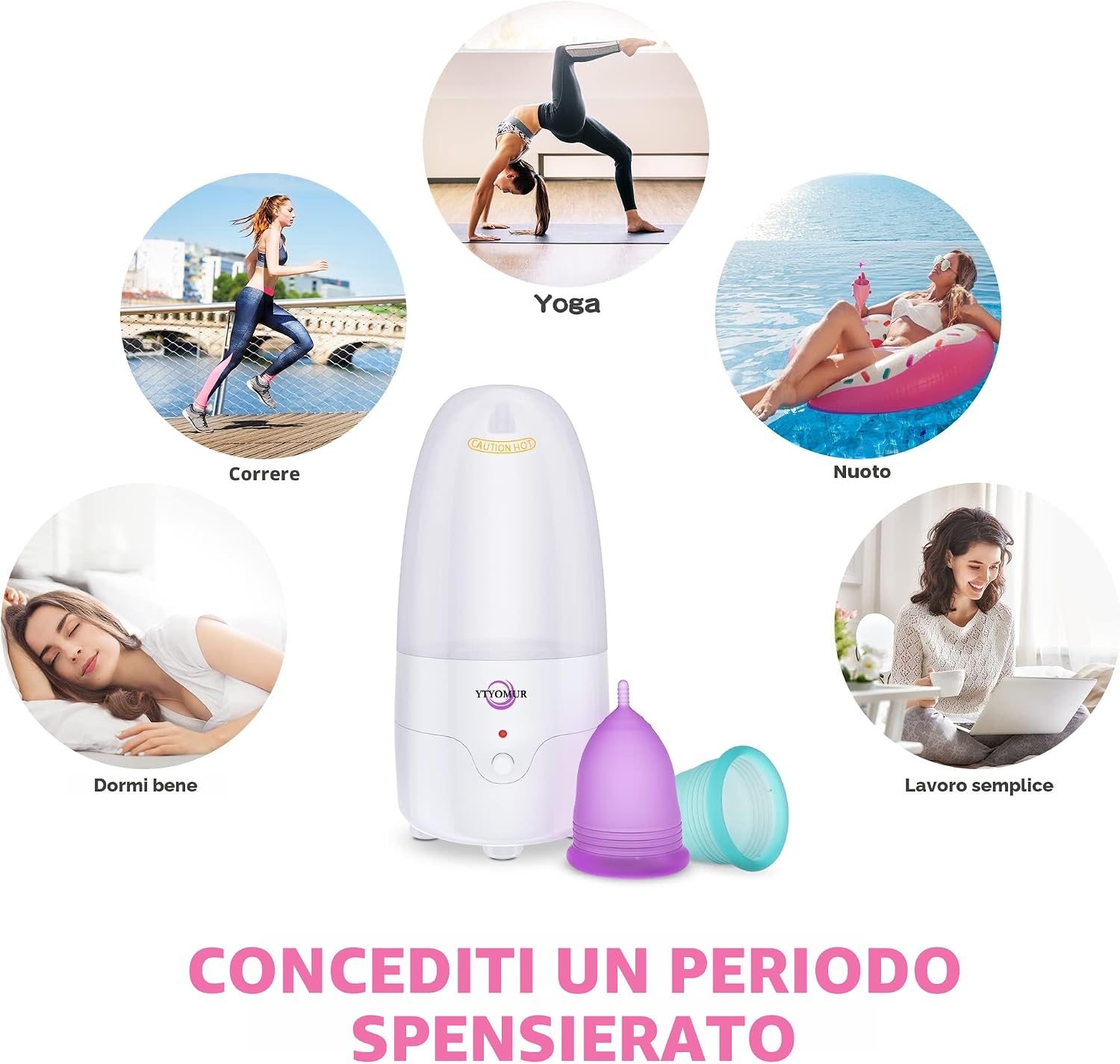 Thumbnail 6 de Sterilizzatore a Vapore YTYOMUR per Coppette Mestruali con 2 Coppette Riutilizzabili