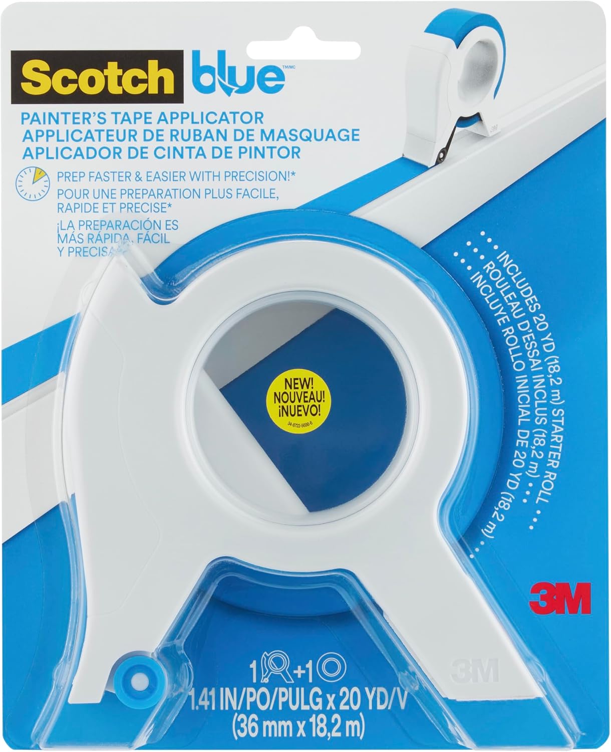 Detalle de ScotchBlue Masking Tape Applicator with 1 Roll (36mm x 18.2m) - Multi-Surface Painter’s Tape with Easy-Grip Tool for Precise Application on Trim, Skirting Boards, Windows & Door Frames
ScotchBlue Masking Tape Applicator with 1 Roll (36…