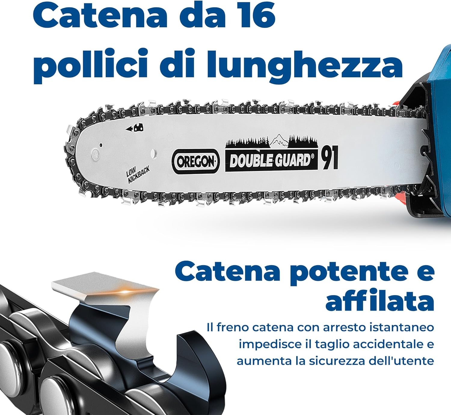 Detalle de DongCheng Motosega a Batteria senza Spazzole 40 V (2 × 20) con guida Oregon e catena 38 cm