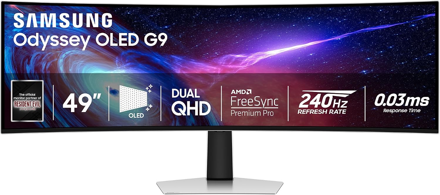 Detalle de Samsung Odyssey G93SC (LS49CG932SNXZA) 49-Inch QD-OLED Gaming Monitor, 240Hz