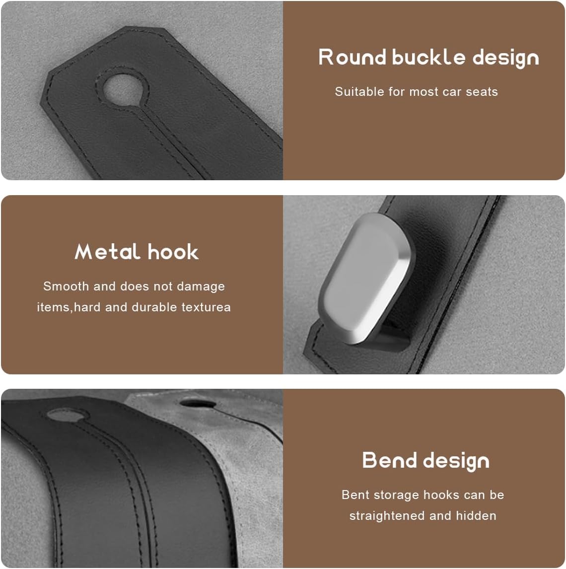 Detalle de LSKASELUE Car Seat Headrest Hook Leather
