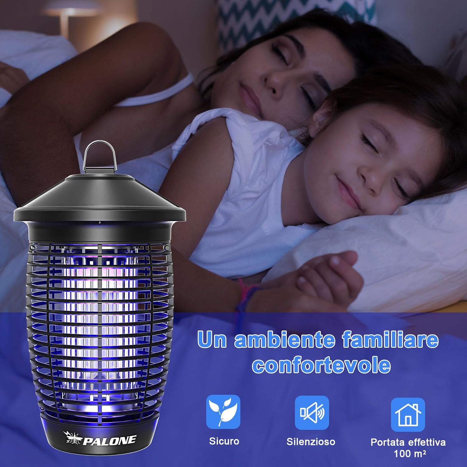 Thumbnail 5 de PALONE Lampada Antizanzare Elettrica 4500V 20W UV 365 NM – IPX4, uso interno/esterno