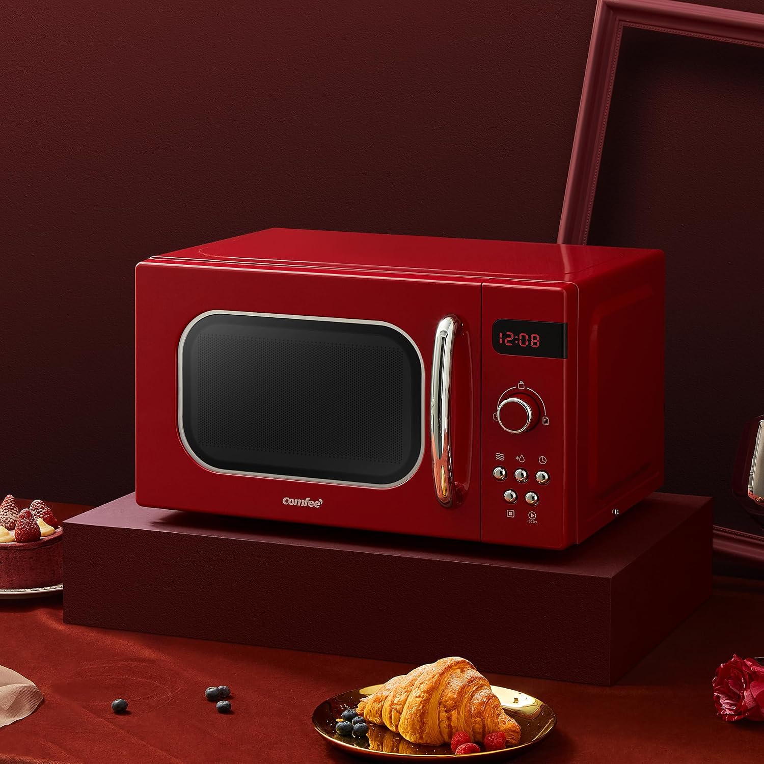 Thumbnail 3 de Comfee CMSRO 20 di rd Micro-ondes rétro 20 L, 800 W, rouge passionné